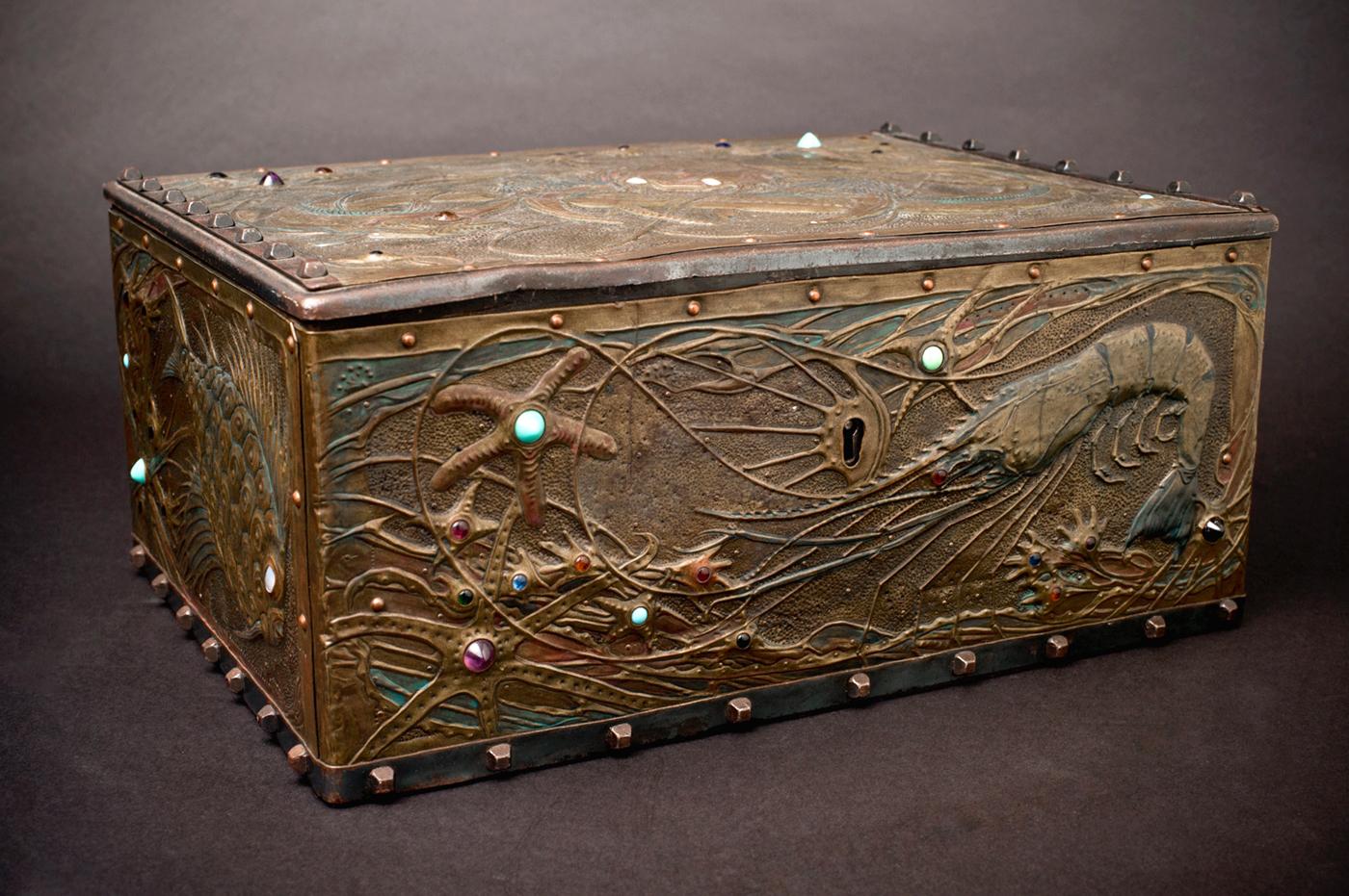 Early 20th Century Art Nouveau Seabed Repoussé Box by Alfred Daguet For Sale