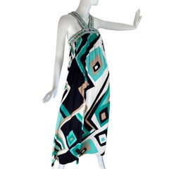 Seafoam Aqua Mix Print Maxi Boho Dress FLORA KUNG - new