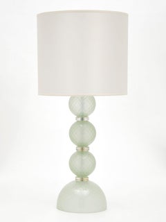Seafoam “Baloton" Green Murano Glass Lamps