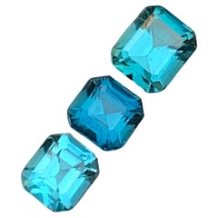 Seafoam Blue Indigo Ink Blue Natural Tourmaline Gemstones 2.50 Carat Asscher Cut