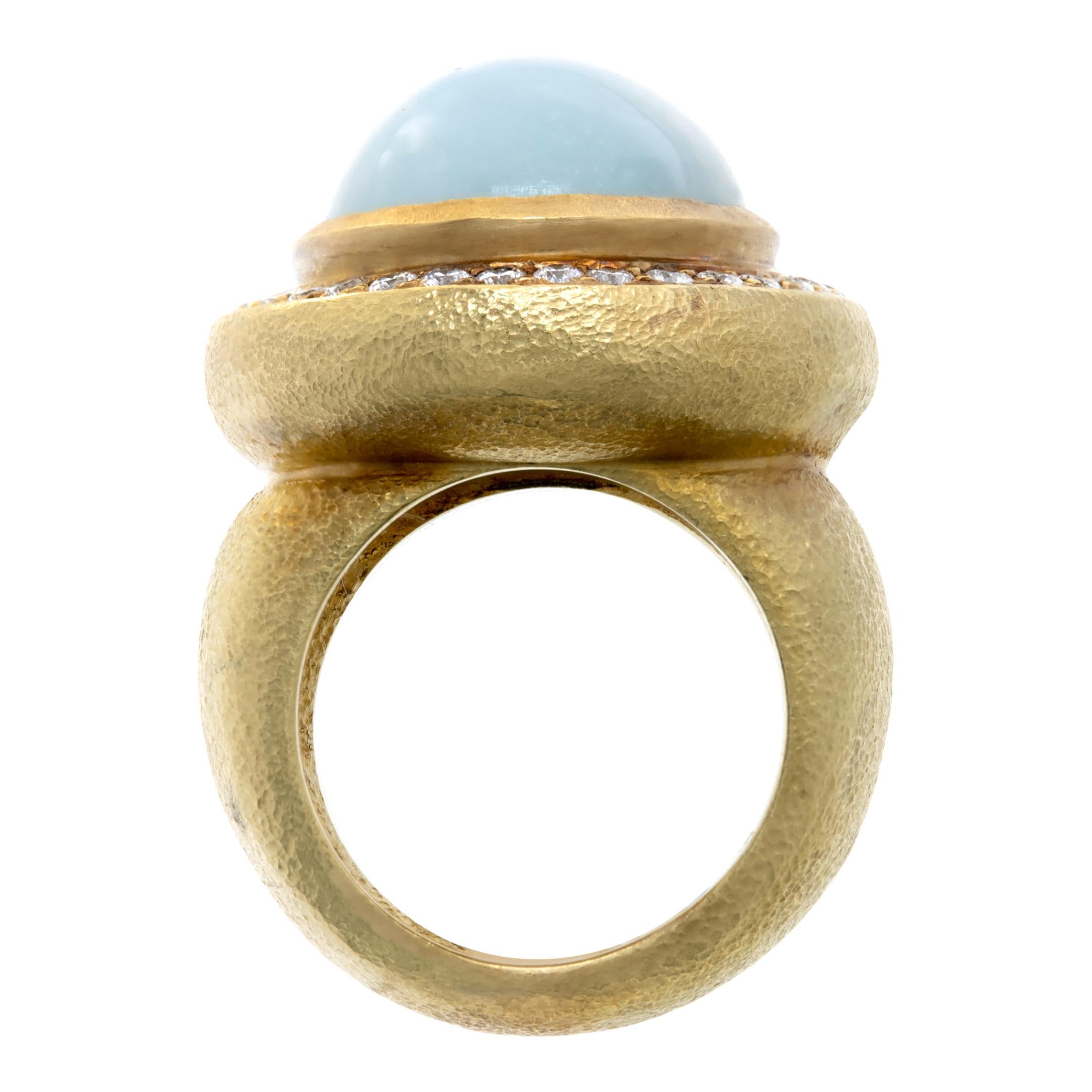 Women's Seafoam chalcedony ring with 1 carat in diamonds