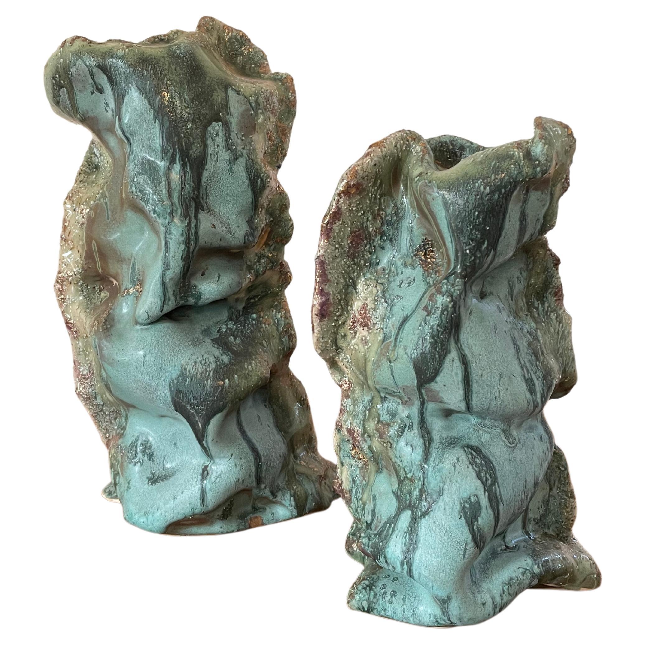 Sculptures - Vases en céramique : formes organiques biomorphes en vente