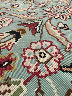Seafoam Green Floral Balkan Kilim • Vintage European Flatweave Village Rug 8×11