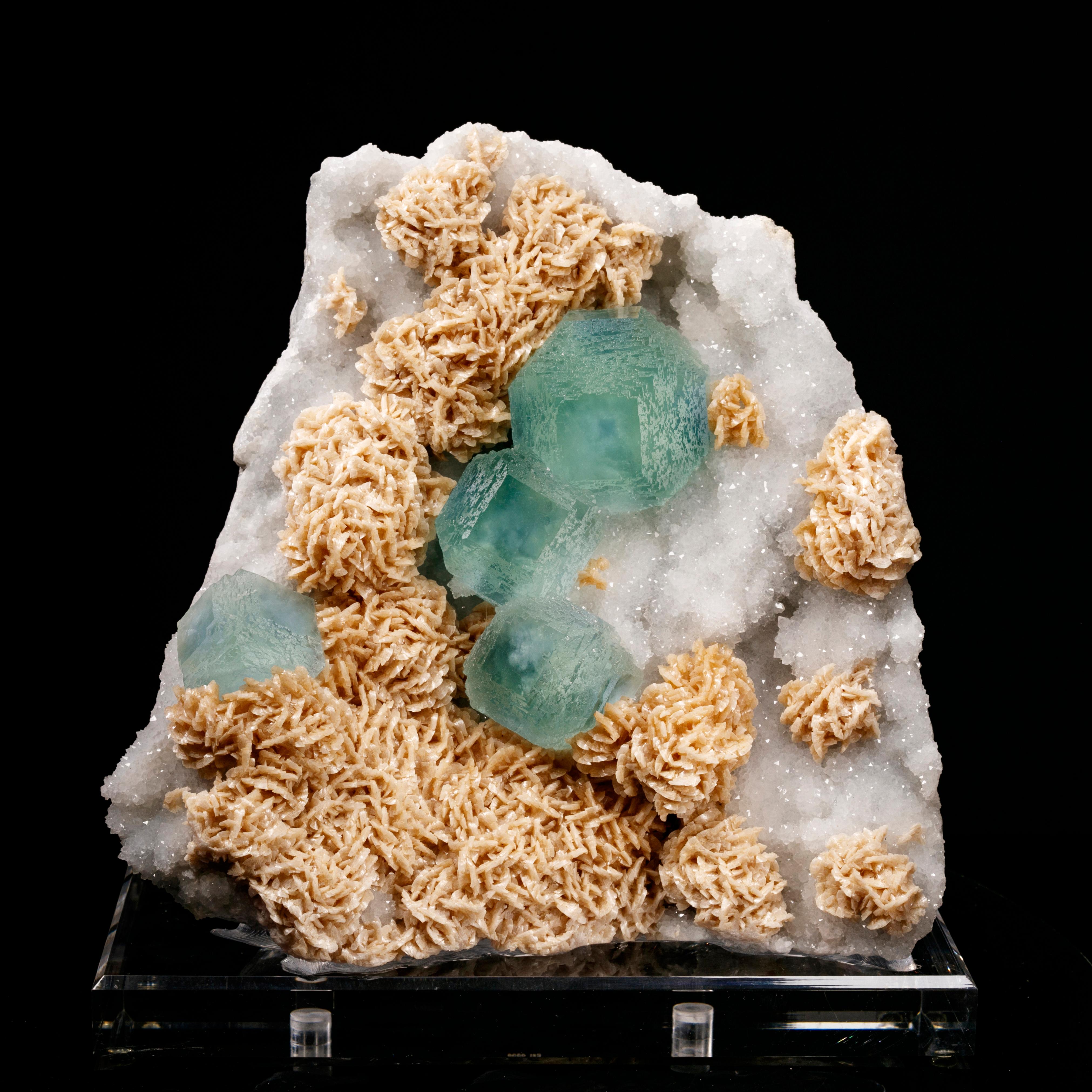 Multi-gemstone Seafoam Green Fluorite Crystal Mineral Specimen – Dongpo Ore Field, China For Sale
