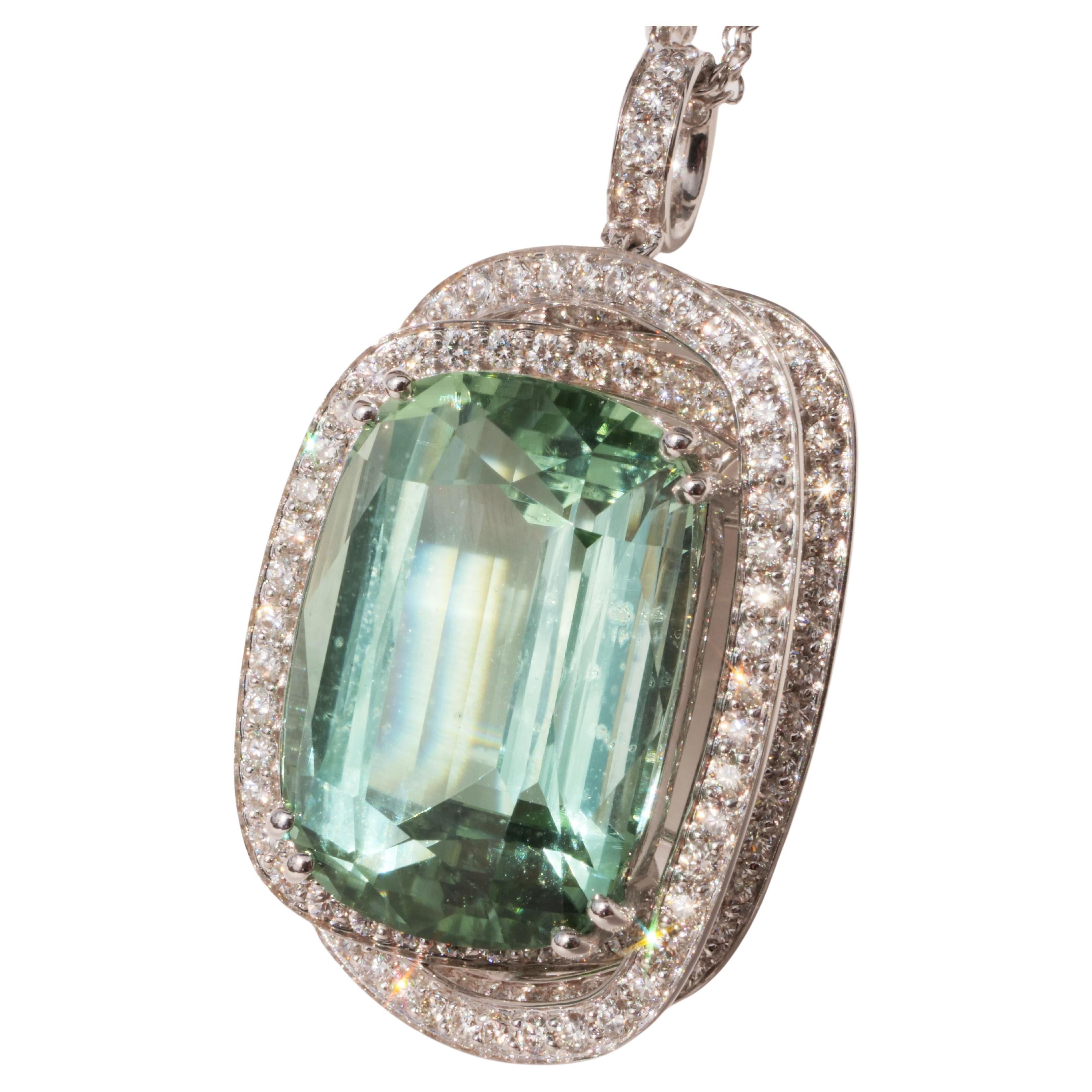 Tourmalina Verde Seafoam Brillante Colgante Cadena 21ct 2,10 ct TW VSAfganistán en Nuevo estado para la venta en Viena, Viena