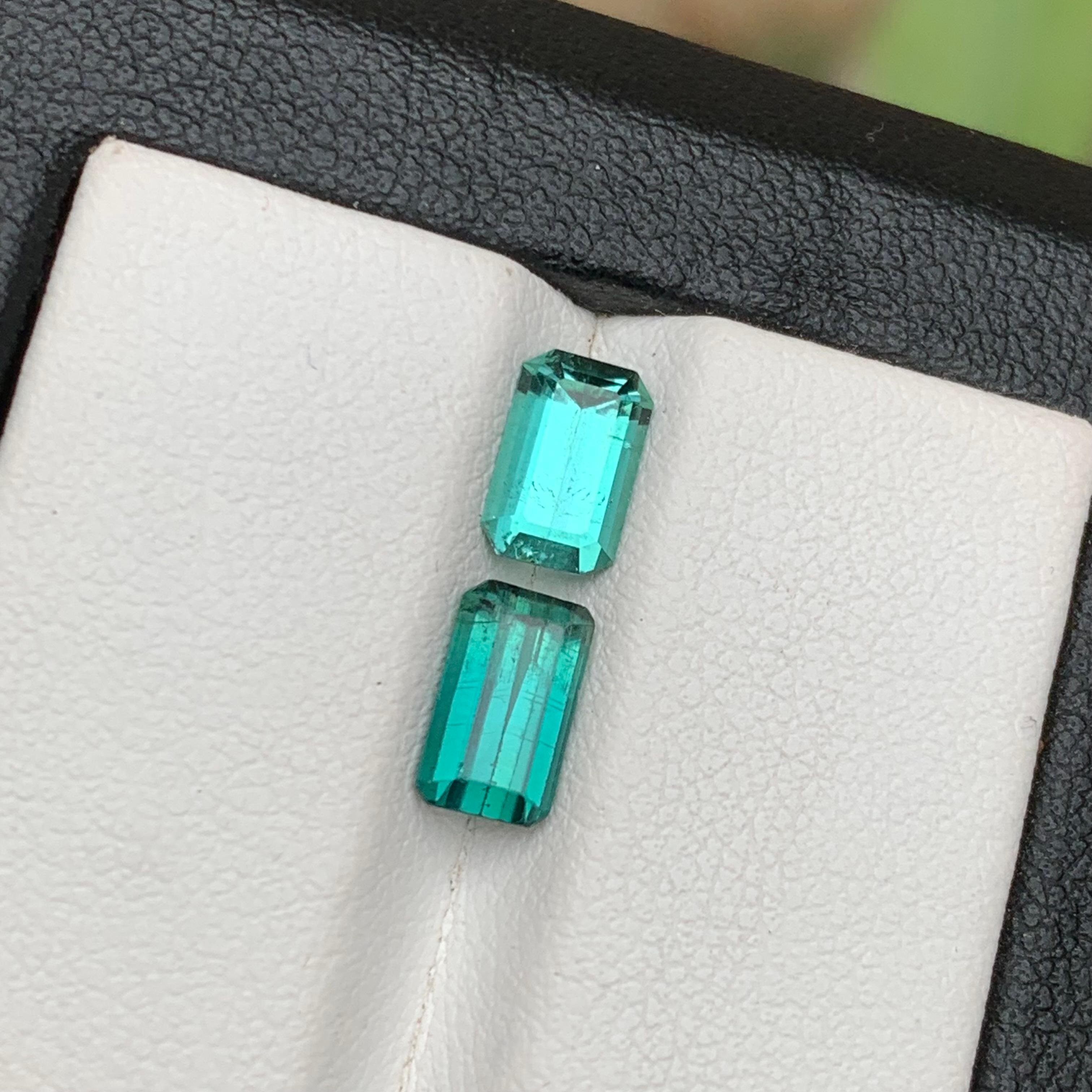 Paire de tourmalines naturelles bleu verdâtre écaille de mer, tourmaline non sertie, 2,25 carats en vente 4