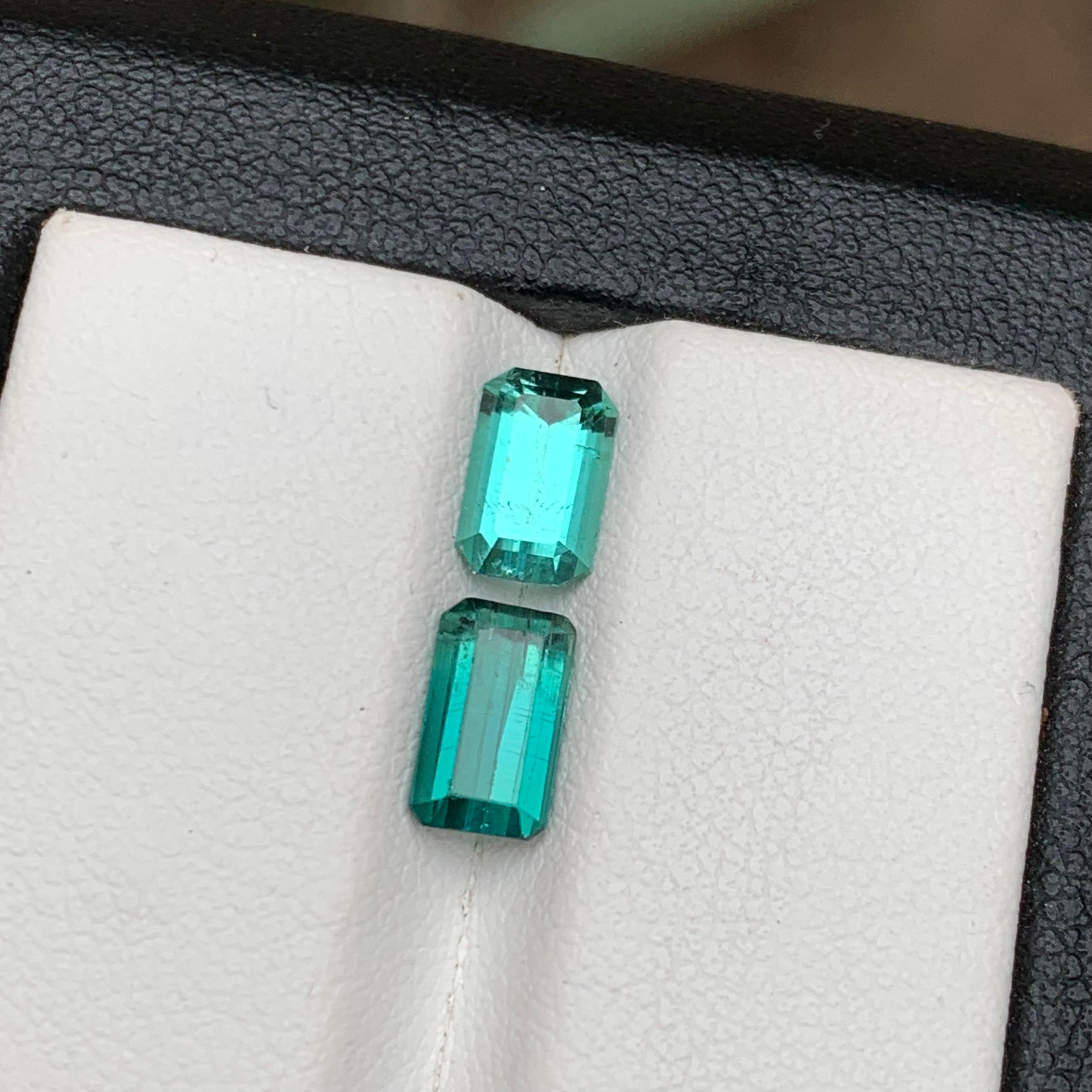 Paire de tourmalines naturelles bleu verdâtre écaille de mer, tourmaline non sertie, 2,25 carats en vente 5