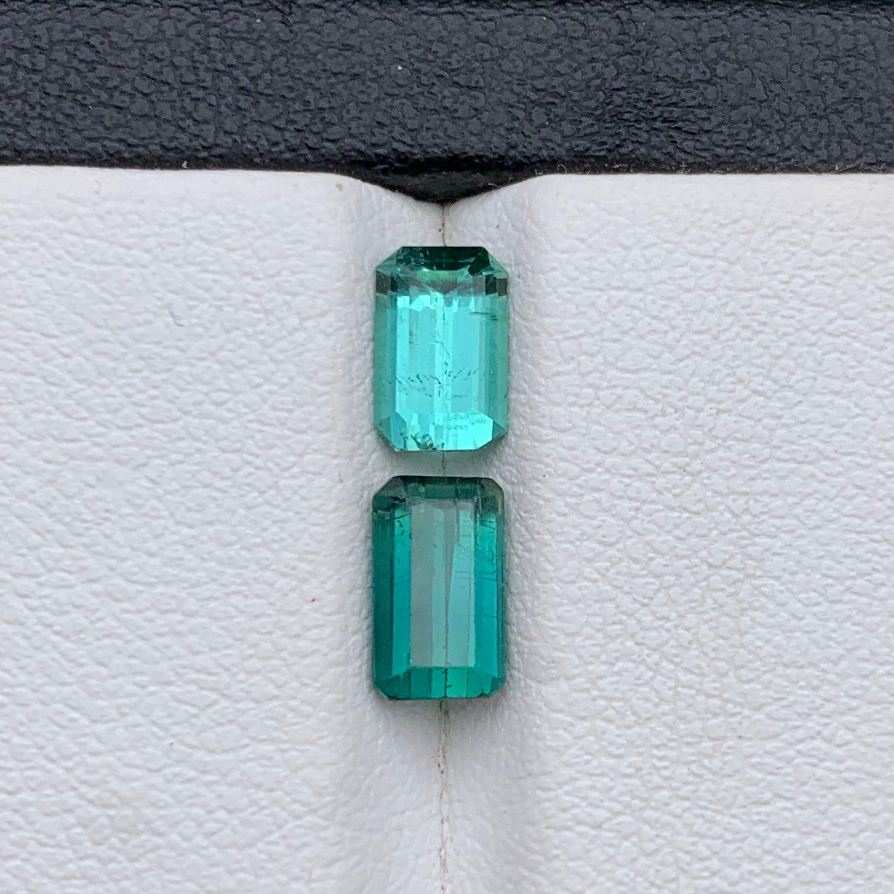 Paire de tourmalines naturelles bleu verdâtre écaille de mer, tourmaline non sertie, 2,25 carats en vente 6