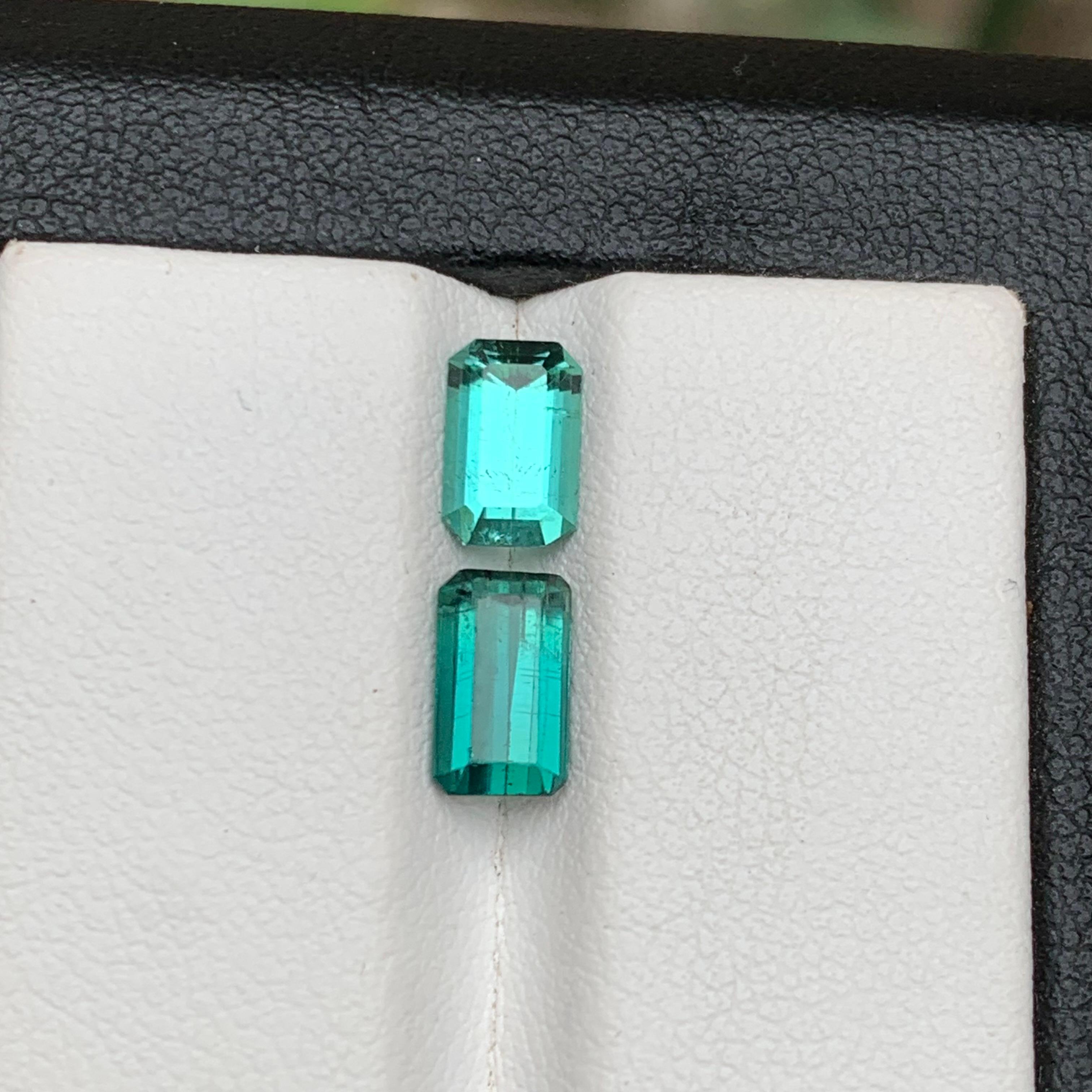 Paire de tourmalines naturelles bleu verdâtre écaille de mer, tourmaline non sertie, 2,25 carats en vente 1