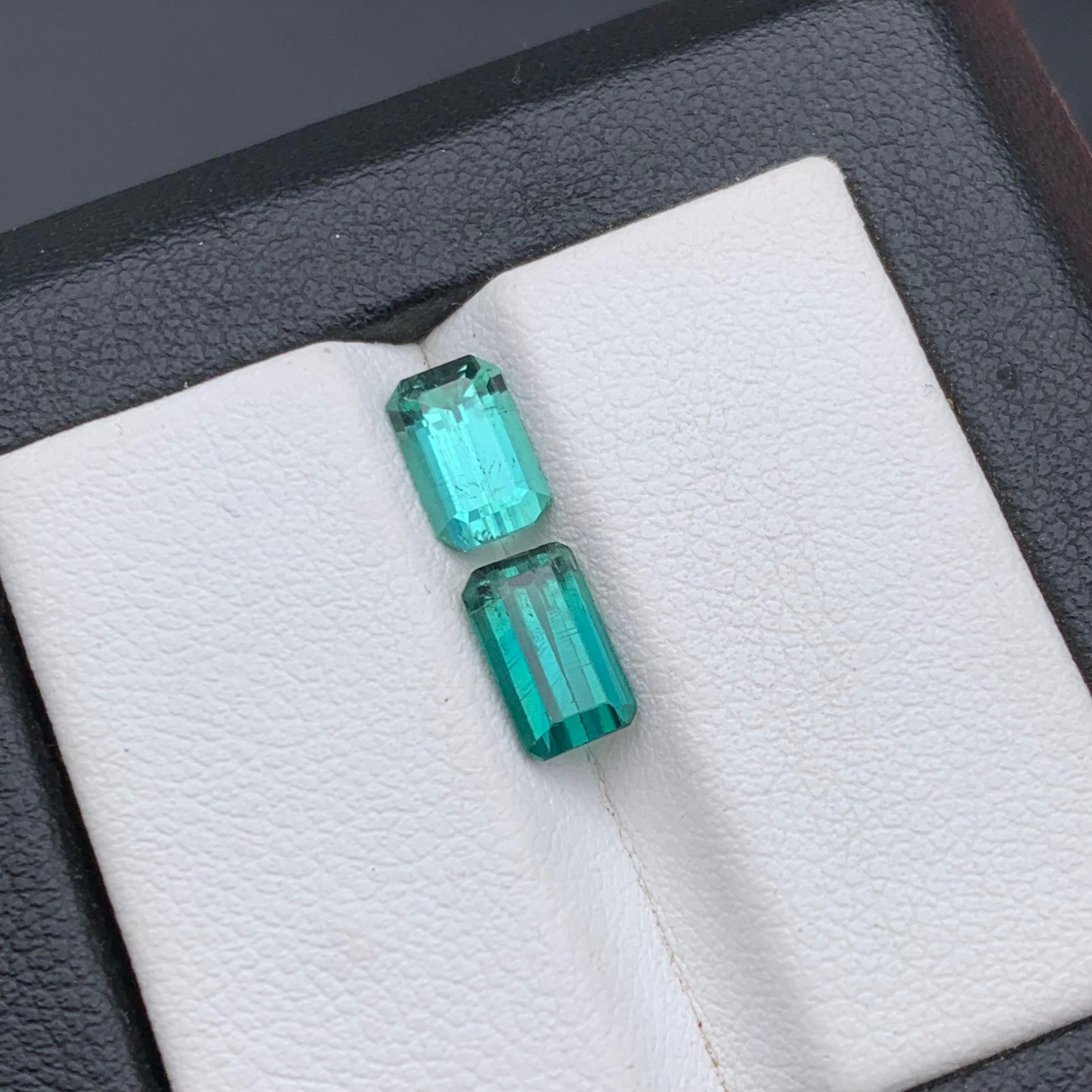 Paire de tourmalines naturelles bleu verdâtre écaille de mer, tourmaline non sertie, 2,25 carats en vente 2