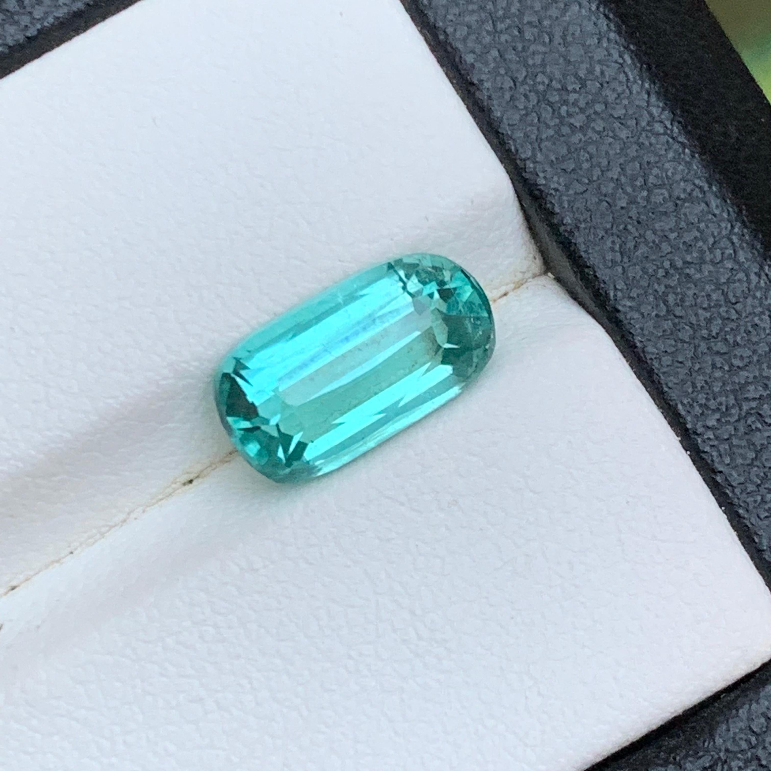 Seafoam grünlich blauen Turmalin 3,53 Ct natürlichen losen Edelstein Cushion Cut-Ring im Angebot 6