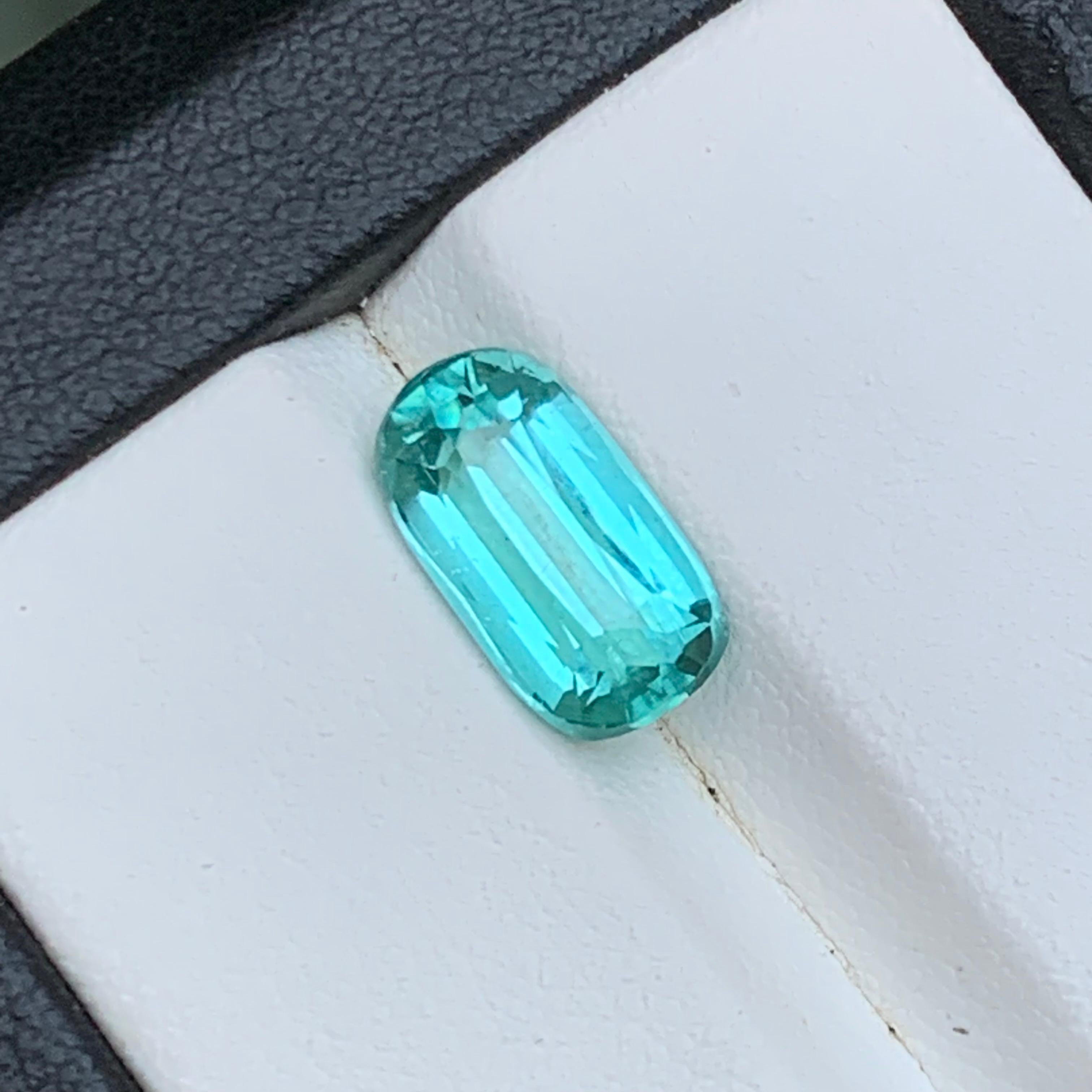 Seafoam grünlich blauen Turmalin 3,53 Ct natürlichen losen Edelstein Cushion Cut-Ring im Angebot 1