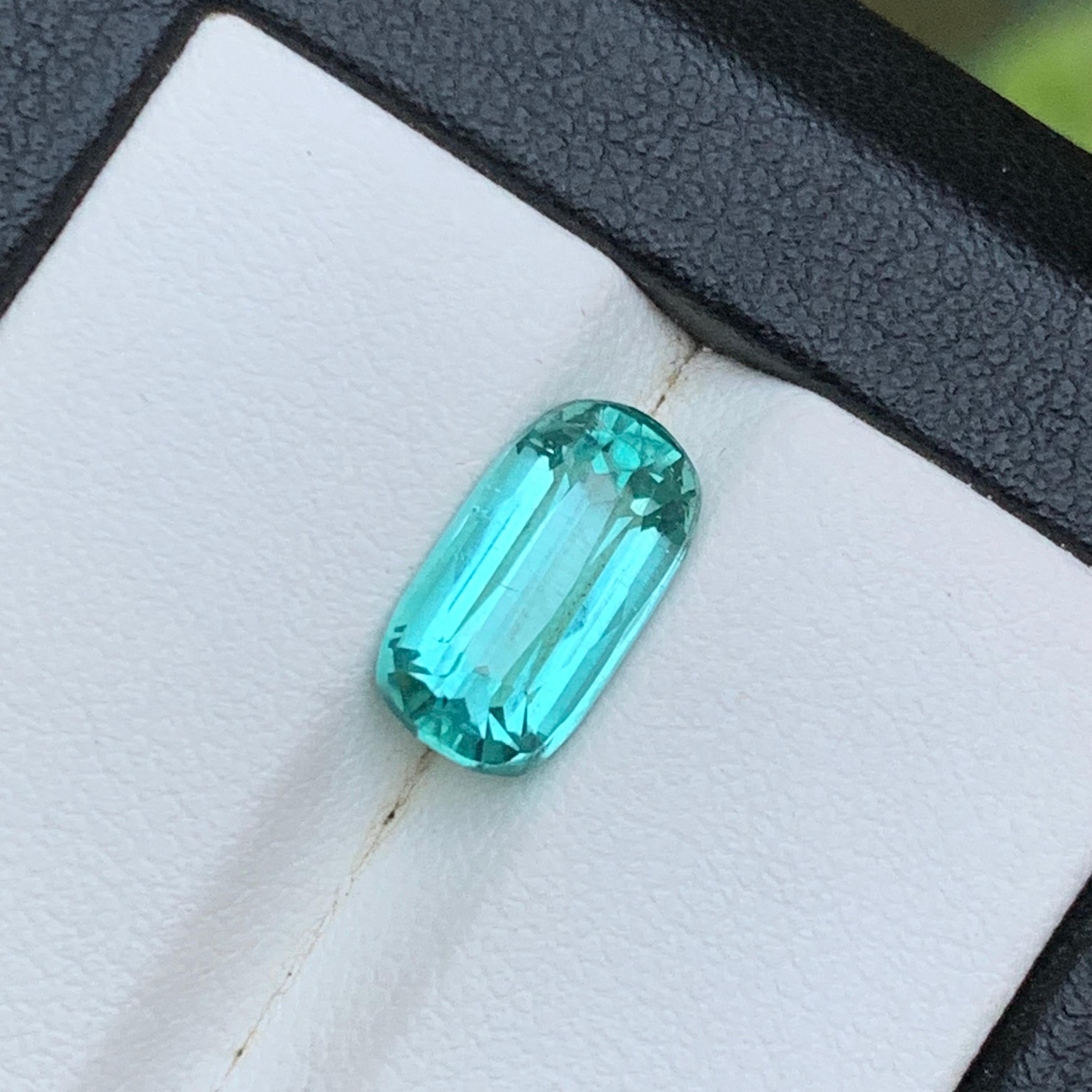 Seafoam grünlich blauen Turmalin 3,53 Ct natürlichen losen Edelstein Cushion Cut-Ring im Angebot 2