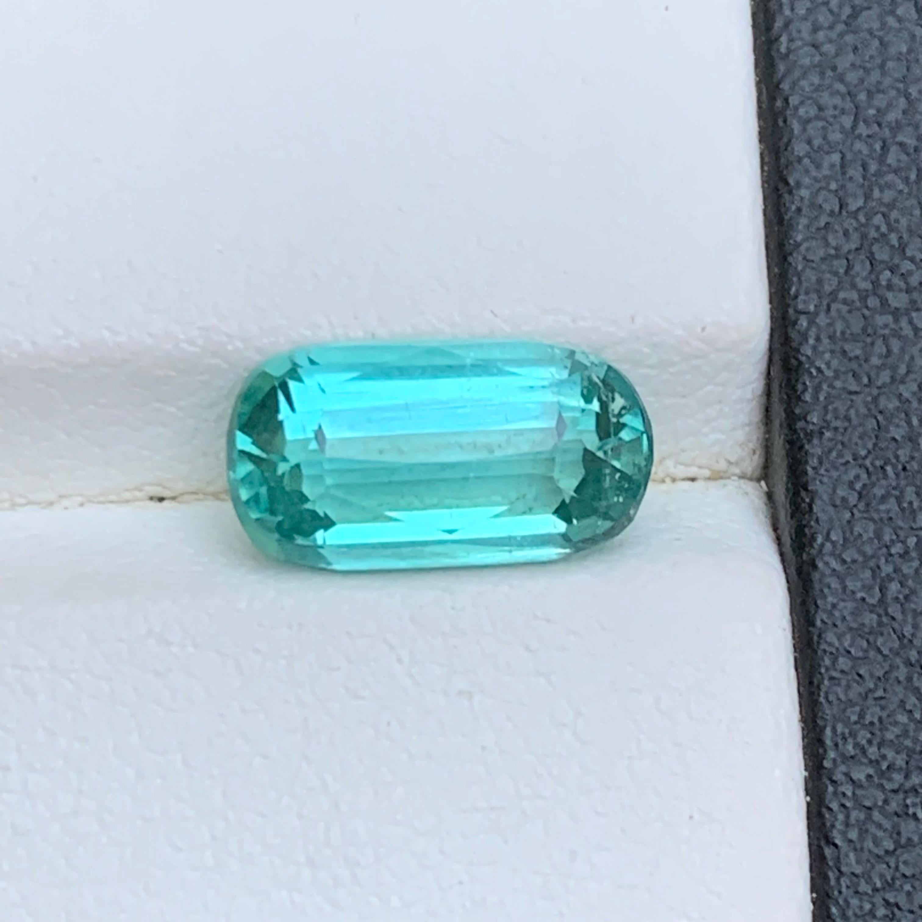 Seafoam grünlich blauen Turmalin 3,53 Ct natürlichen losen Edelstein Cushion Cut-Ring im Angebot 3