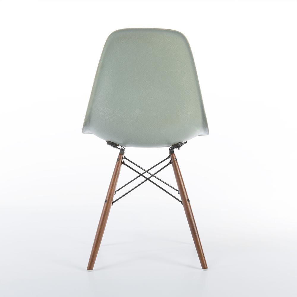 This light seafoam Eames Herman Miller is a rarity- the delicate green hues of creates a beautiful shade of seafoam, combined with light oak DSW base (differs slightly from the picture) makes this chair a perfect addition to your homes.