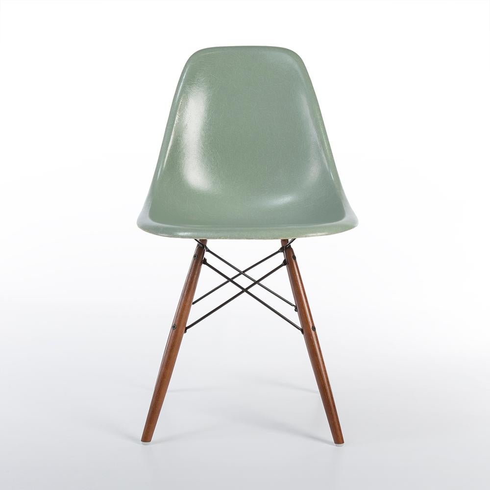 Mid-Century Modern Seafoam Herman Miller Vintage Eames DSW Side Shell Chair For Sale