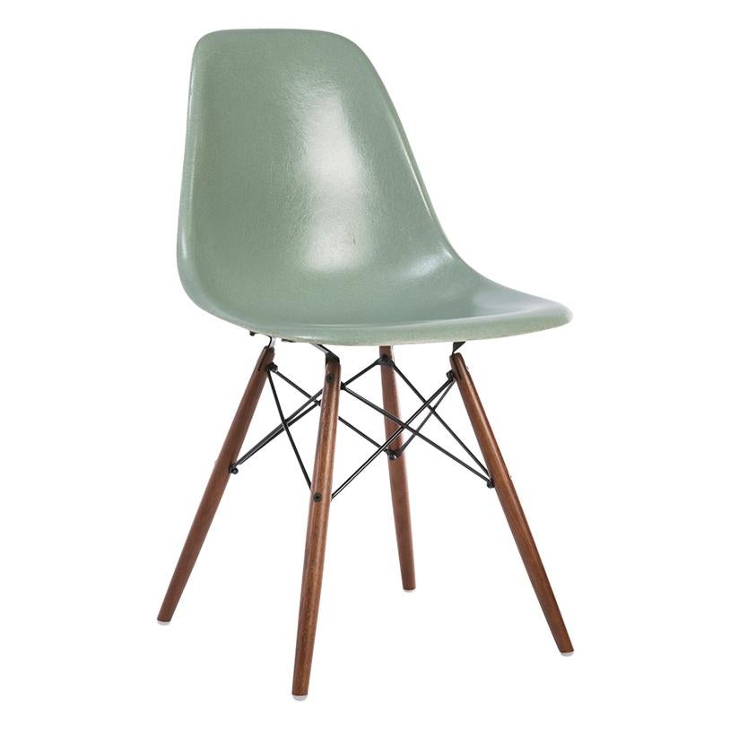 Seafoam Herman Miller Vintage Eames DSW Side Shell Chair For Sale