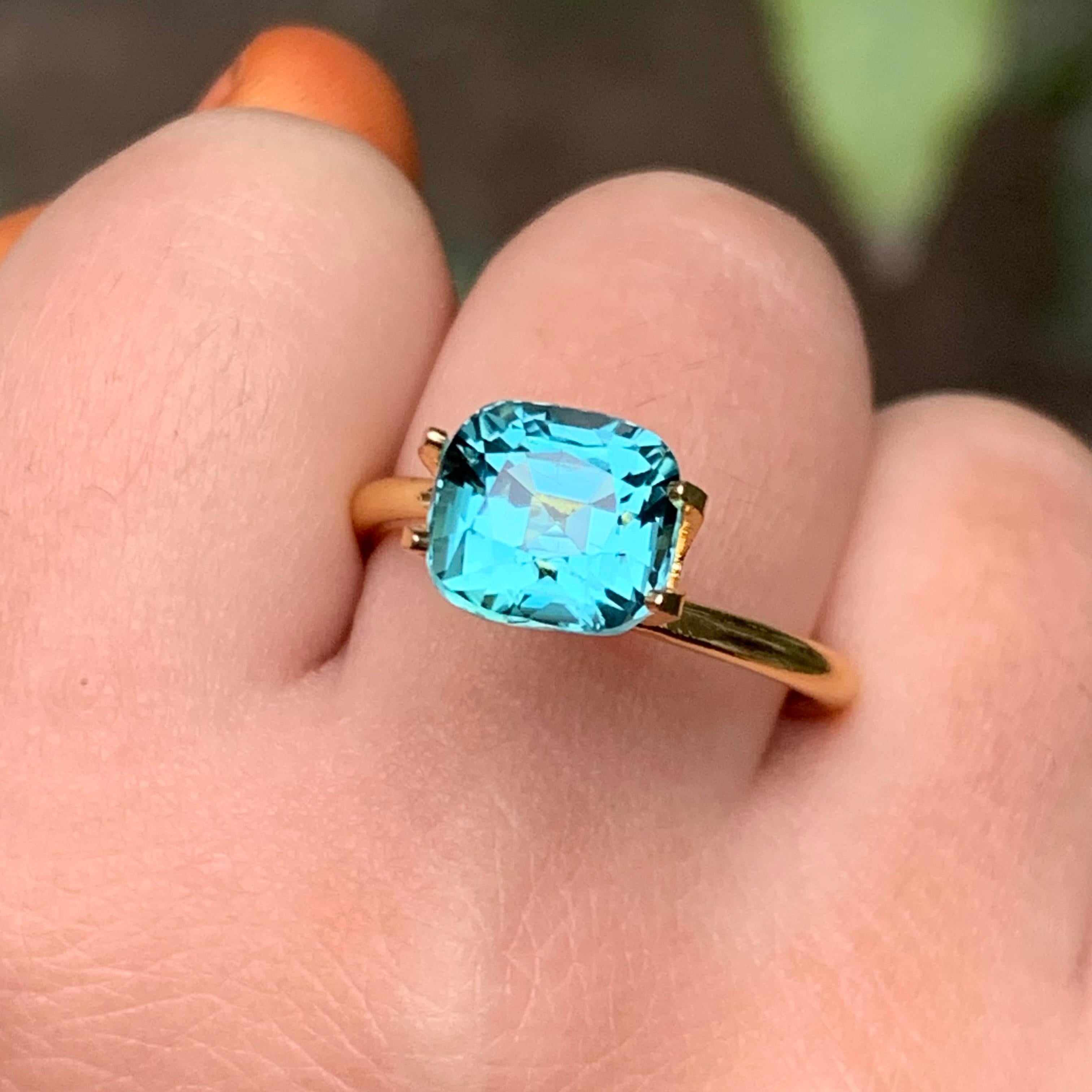 Seafoam Natural Tourmaline Ring Loose Gemstone 2.80 Ct Cushion Cut for Jewelry For Sale 7