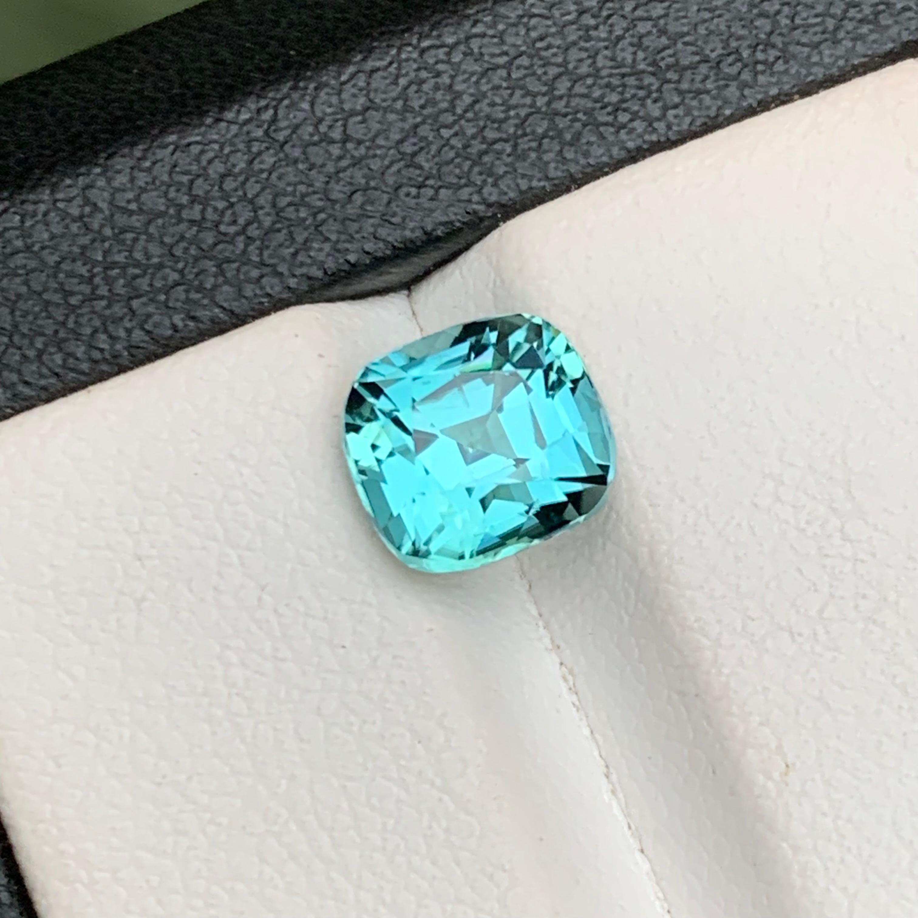 Seafoam Natural Tourmaline Ring Loose Gemstone 2.80 Ct Cushion Cut for Jewelry For Sale 8
