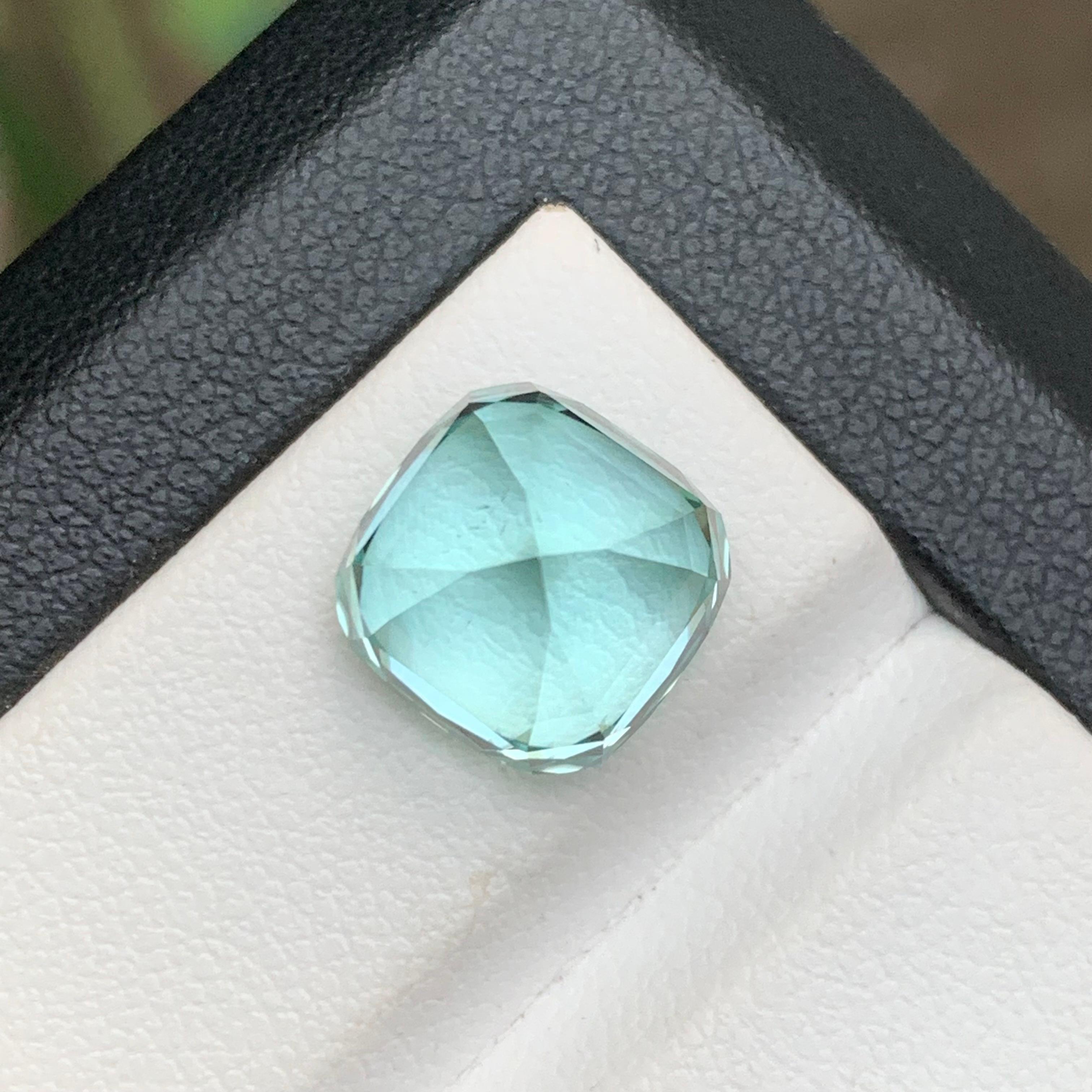 Seafoam natürlichen Turmalin Ring, Halskette Anhänger Edelstein 7,30 Ct Cushion Cut (Kissenschliff) im Angebot