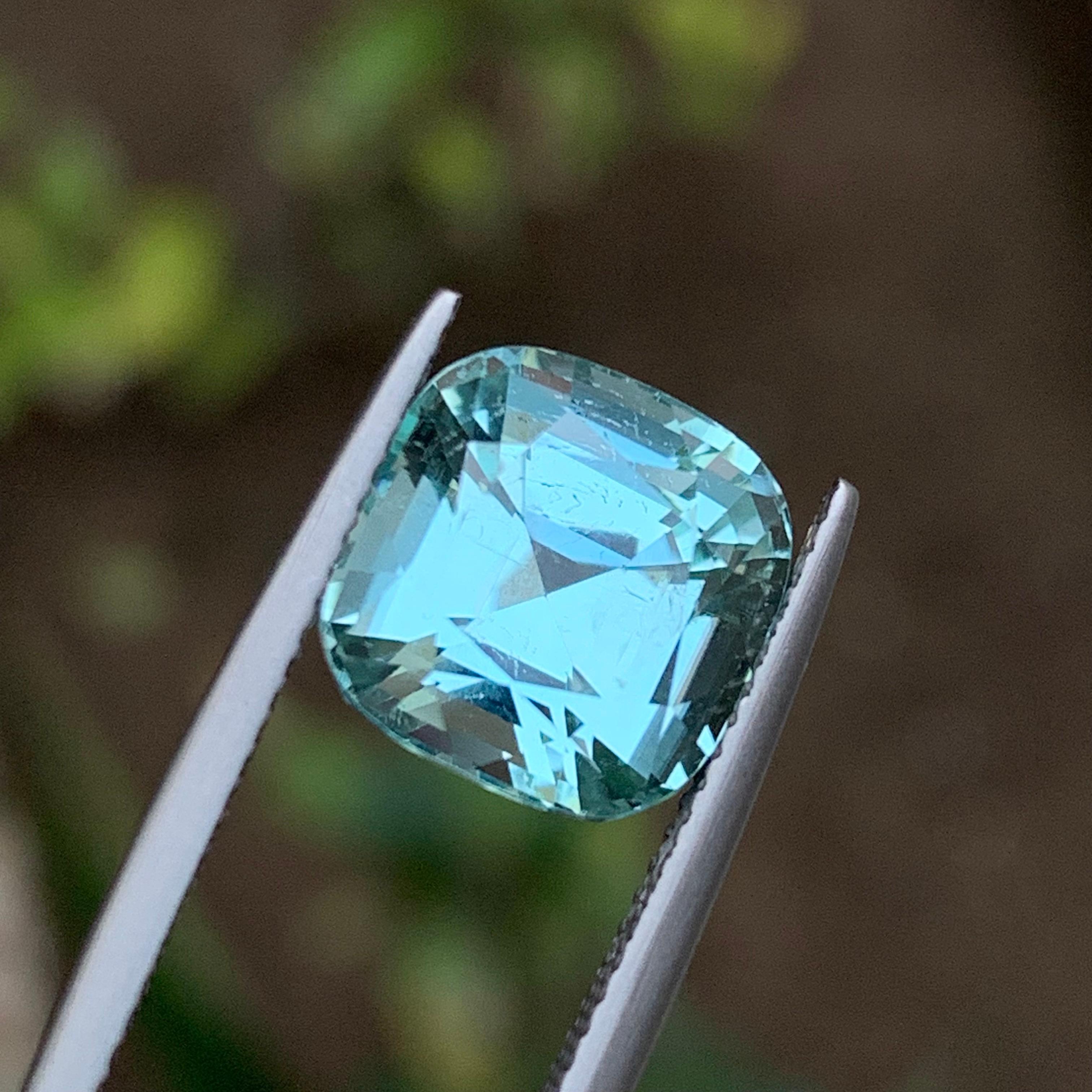 Seafoam natürlichen Turmalin Ring, Halskette Anhänger Edelstein 7,30 Ct Cushion Cut für Damen oder Herren im Angebot