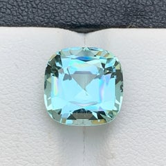 Anillo de Turmalina Natural Seafoam, Colgante Piedra Preciosa 6 Ct Cuadrado Corte Cojín-Joya