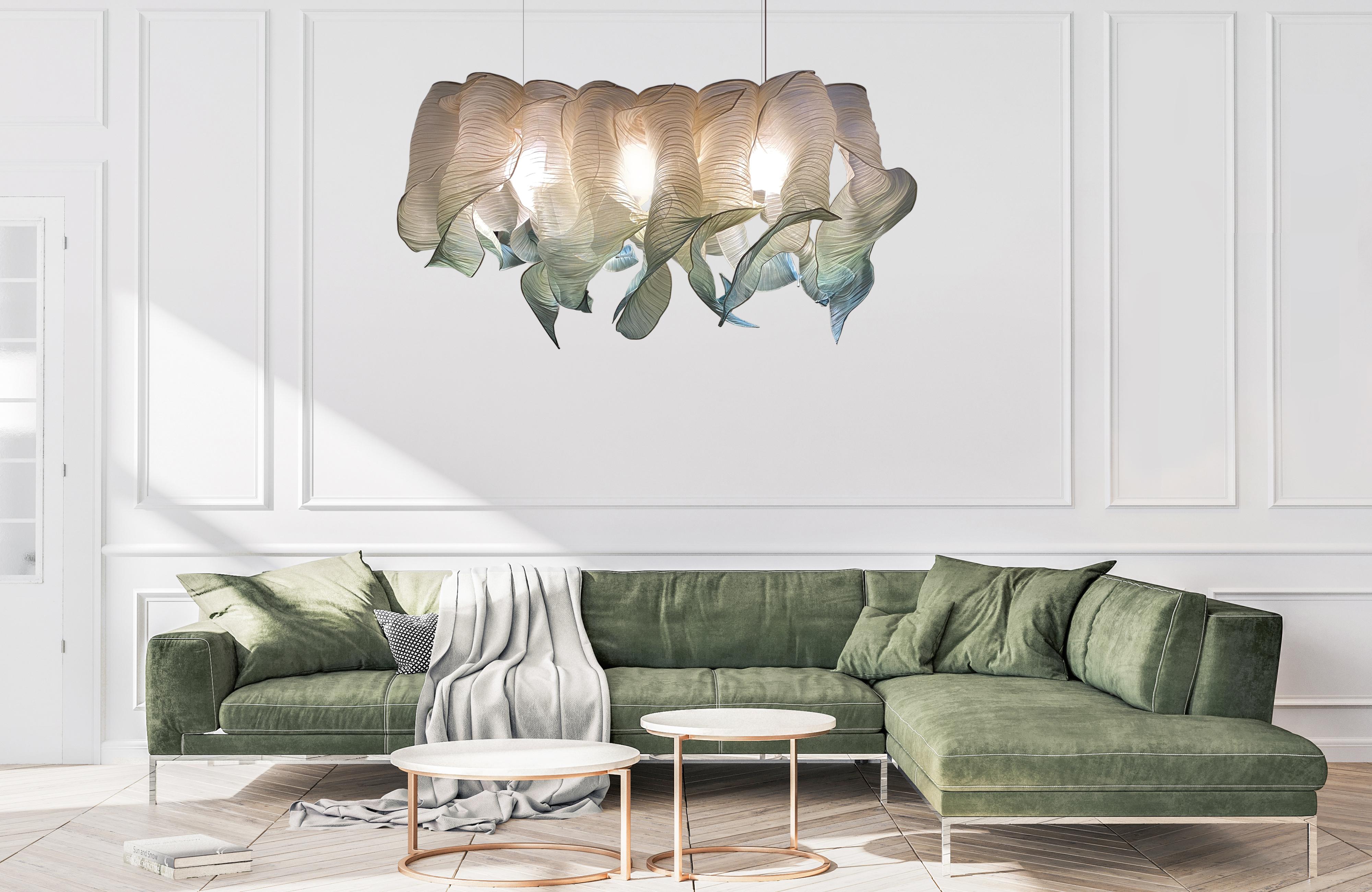 Seafoam Nebula Grande Hand-Painted Pendant Lamp by Mirei Monticelli 4