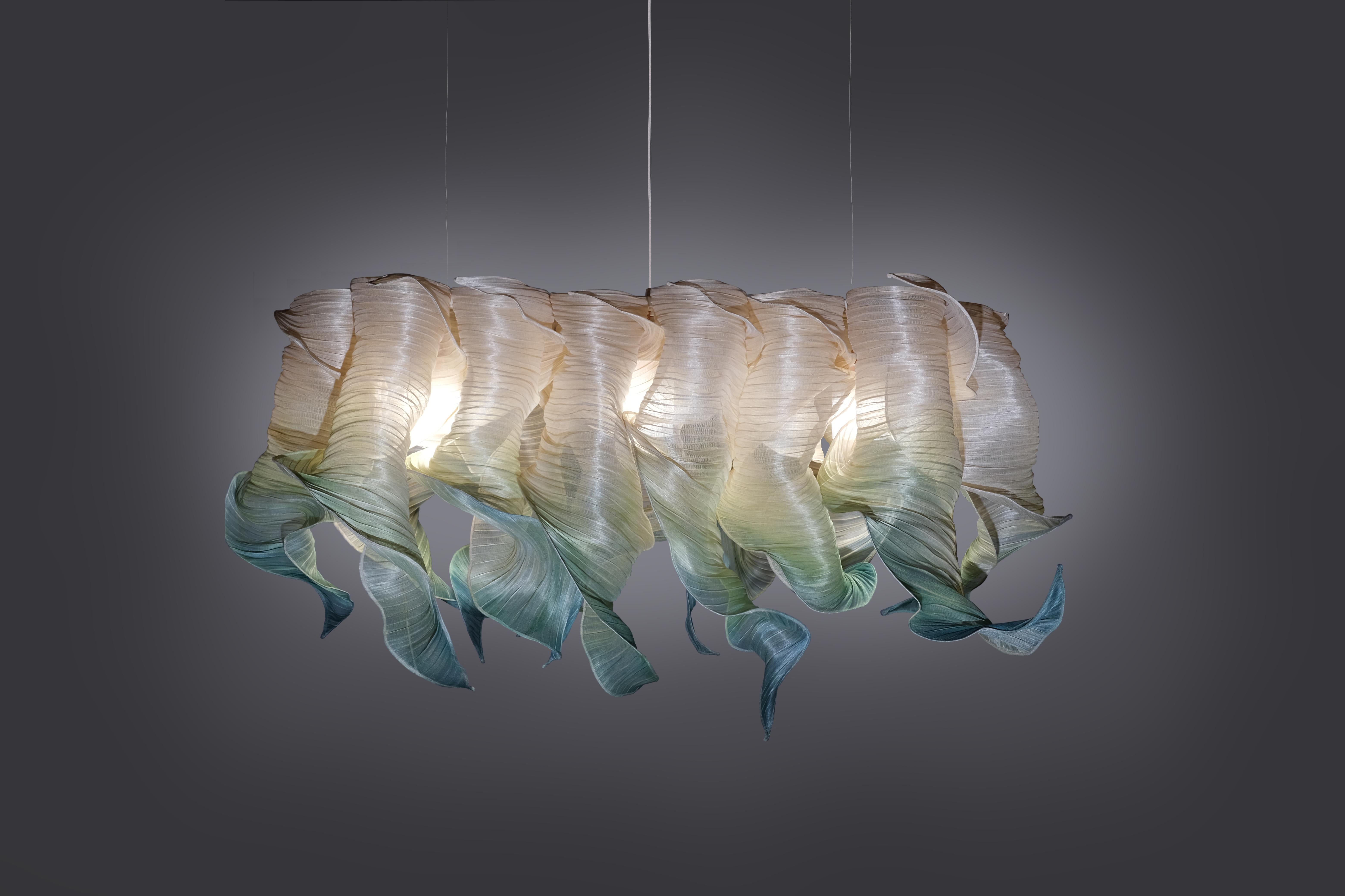 Seafoam Nebula Grande Hand-Painted Pendant Lamp by Mirei Monticelli 1