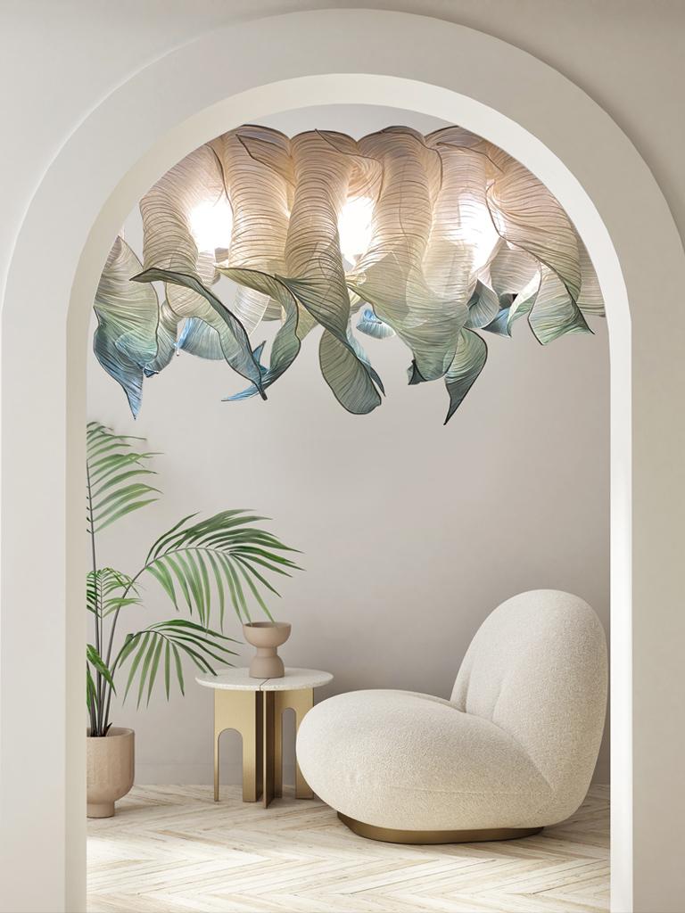 Seafoam Nebula Grande Hand-Painted Pendant Lamp by Mirei Monticelli 2