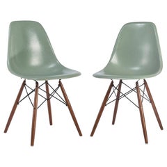 Seafoam Pair '2' of Herman Miller Vintage Eames DSW Side Shell Chair