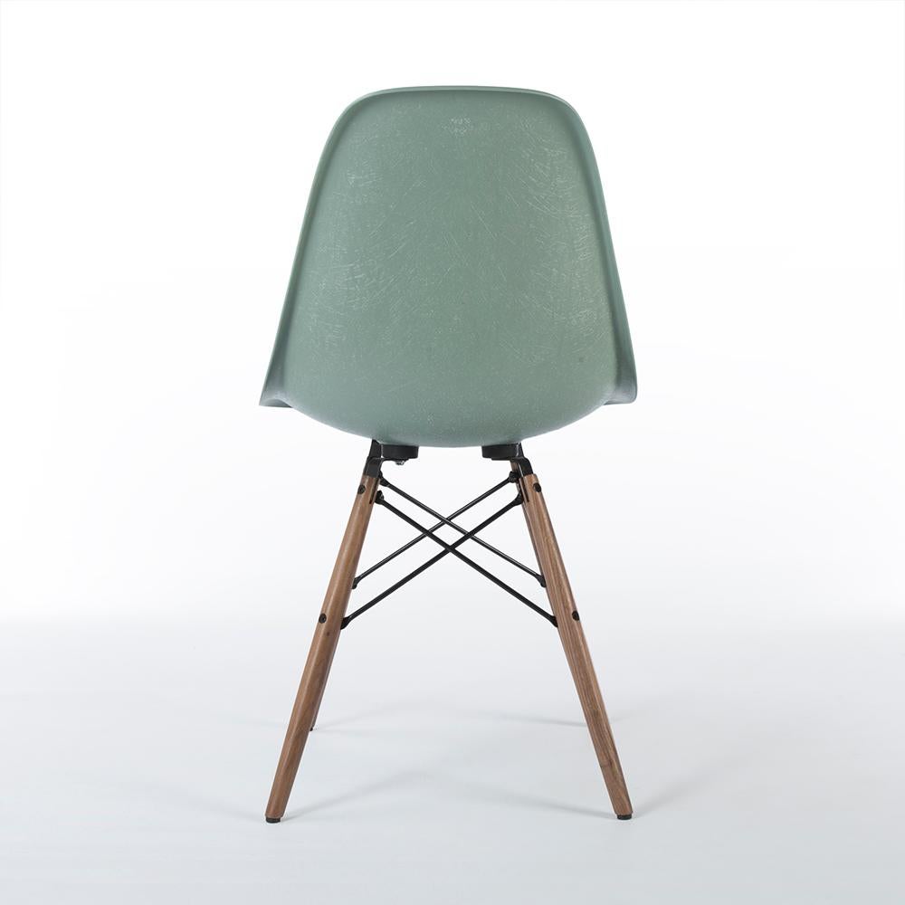 American Seafoam Pair of Vitra Eames DSW Fiberglass Dining Side Shell Chairs