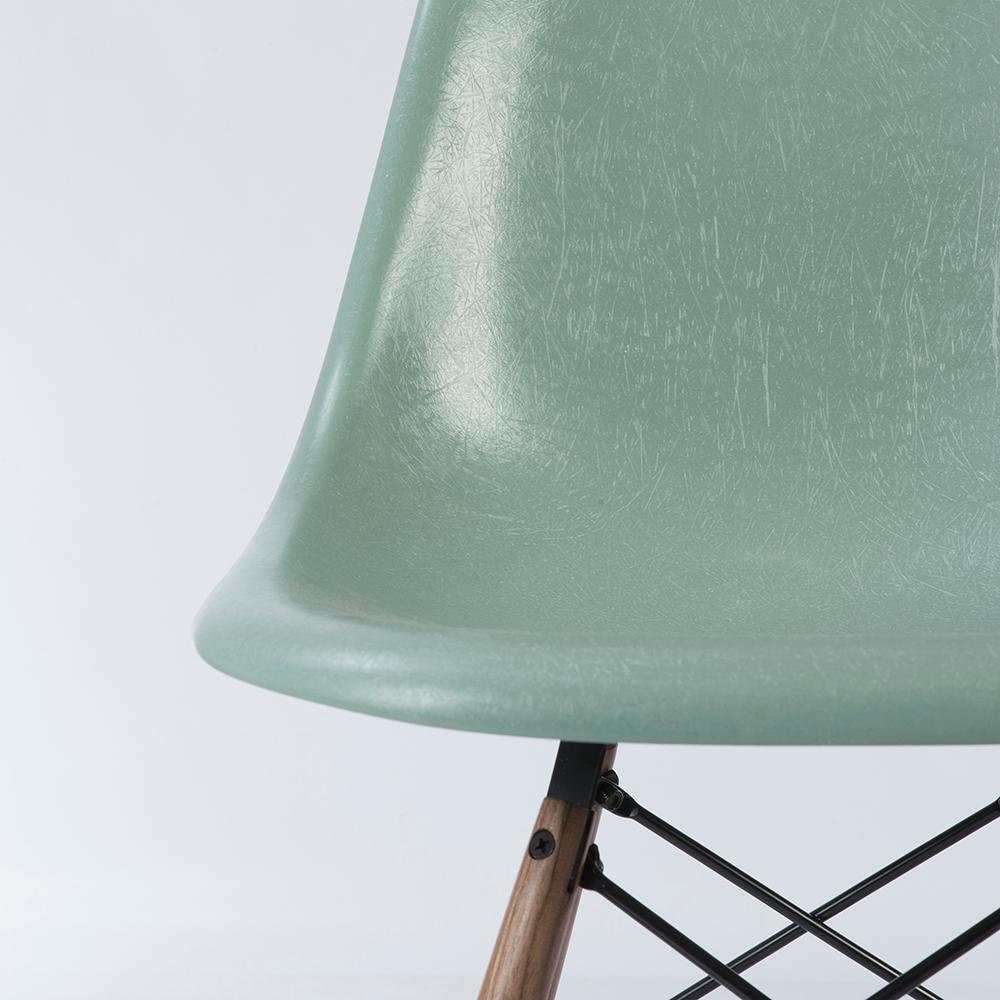 20th Century Seafoam Pair of Vitra Eames DSW Fiberglass Dining Side Shell Chairs