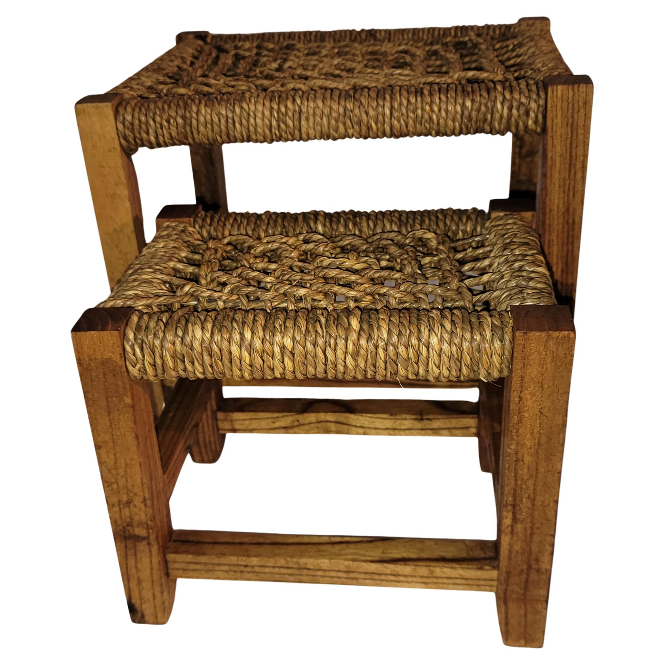 Adirondack Seagrass Footstool - Pair For Sale