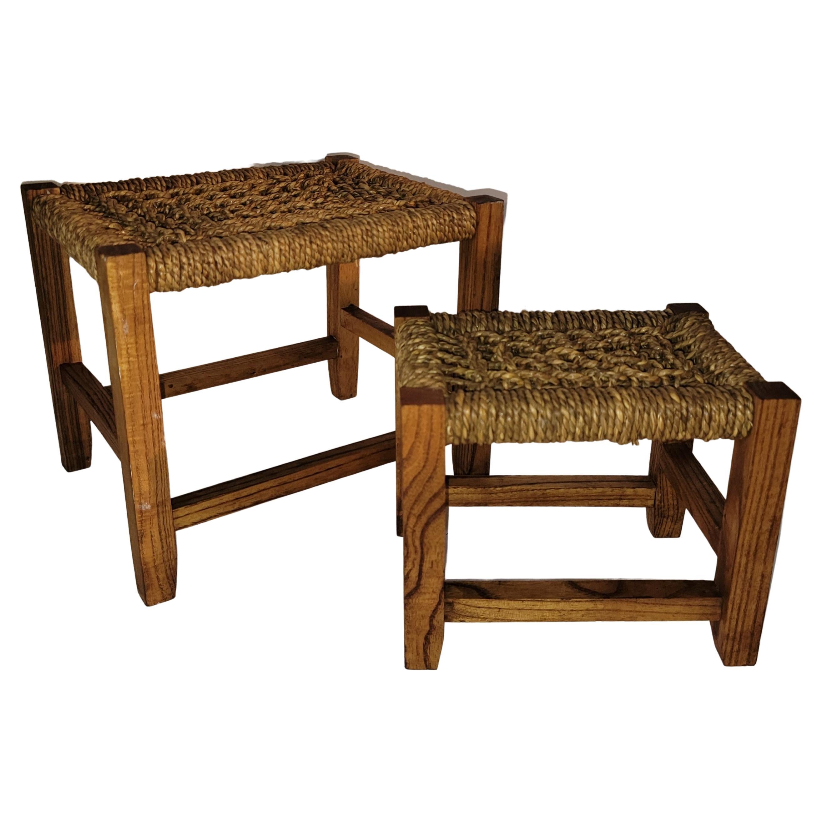 American Seagrass Footstool - Pair For Sale