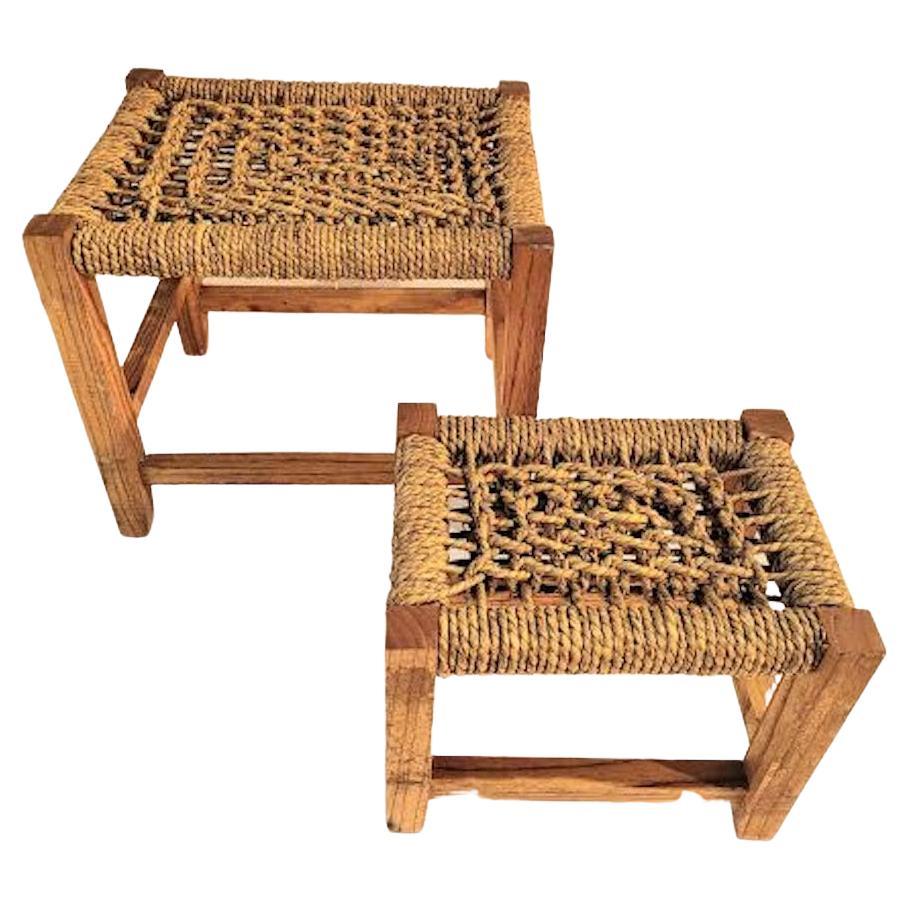 Seagrass Footstool - Pair For Sale