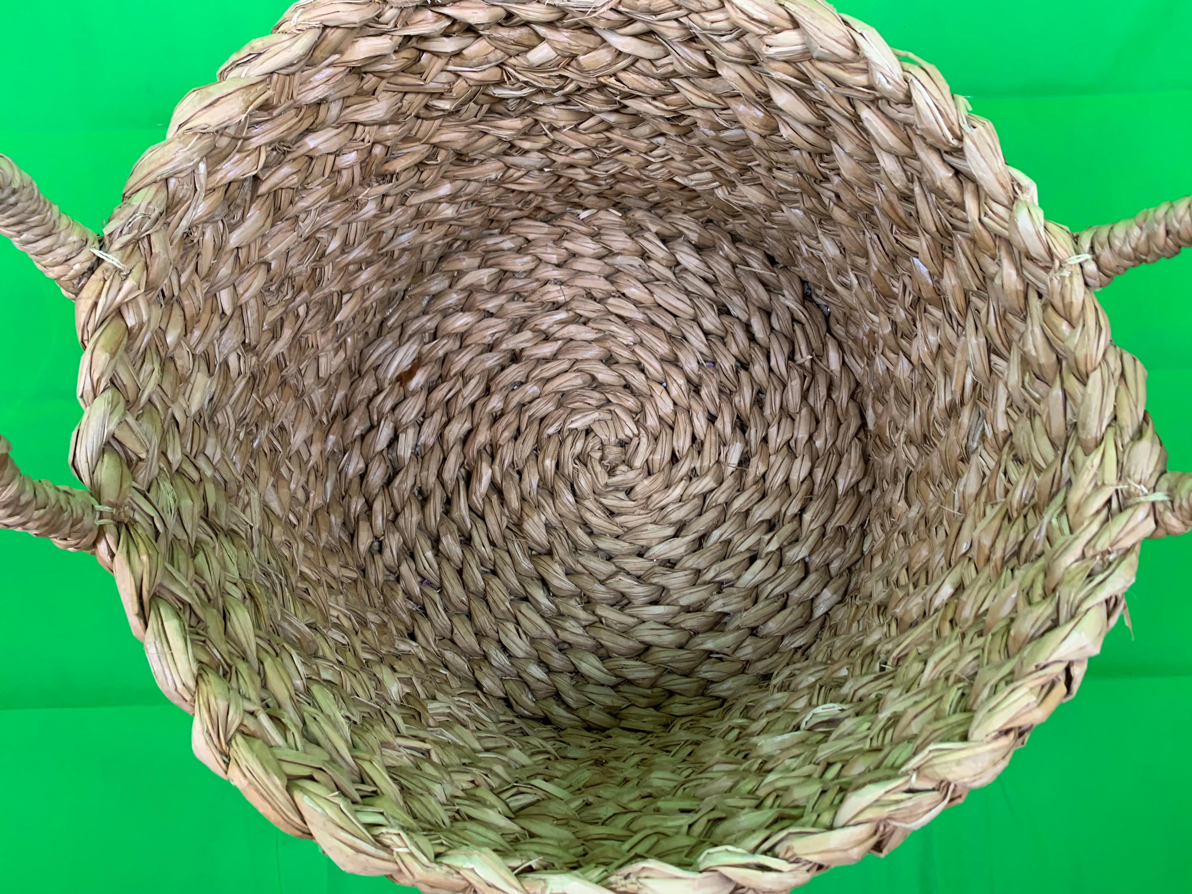 Hand-Woven Large Hand Woven Seagrass Basket with Two Handles