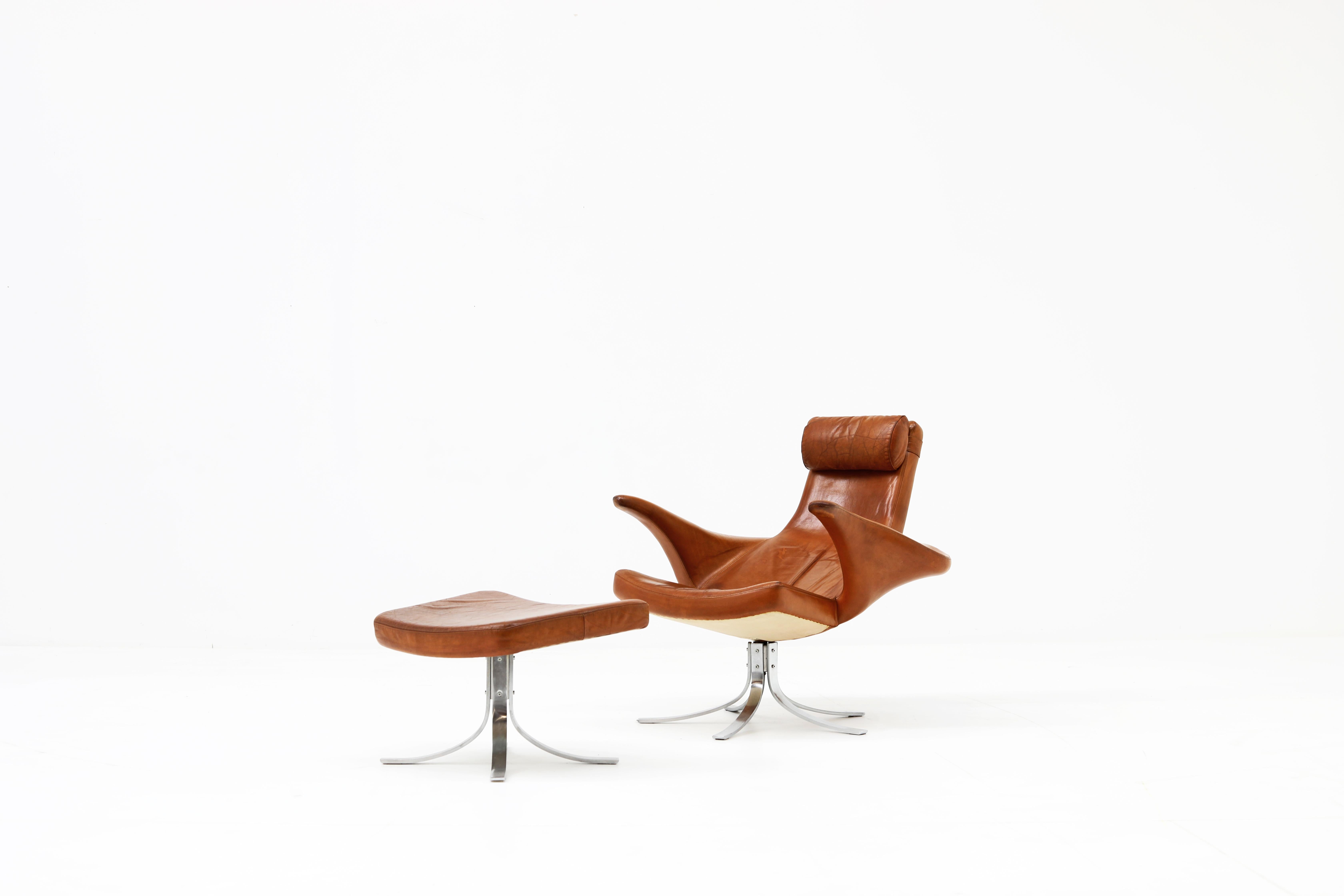 Mid-Century Modern Seagull Chair by Gosta Berg & Stenerik Eriksson for Fritz Hansen, 1968 For Sale