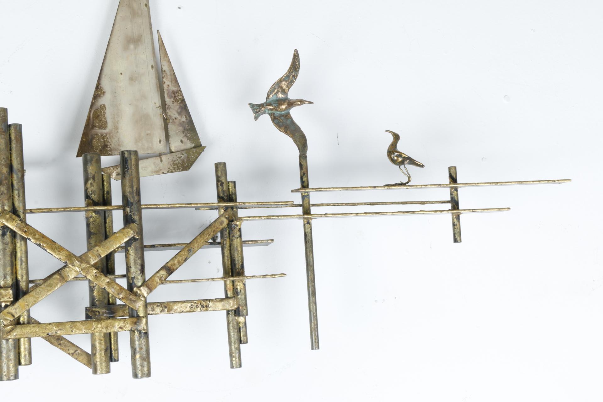 Seagulls Metal Curtis Jere Wall Sculpture For Sale 2