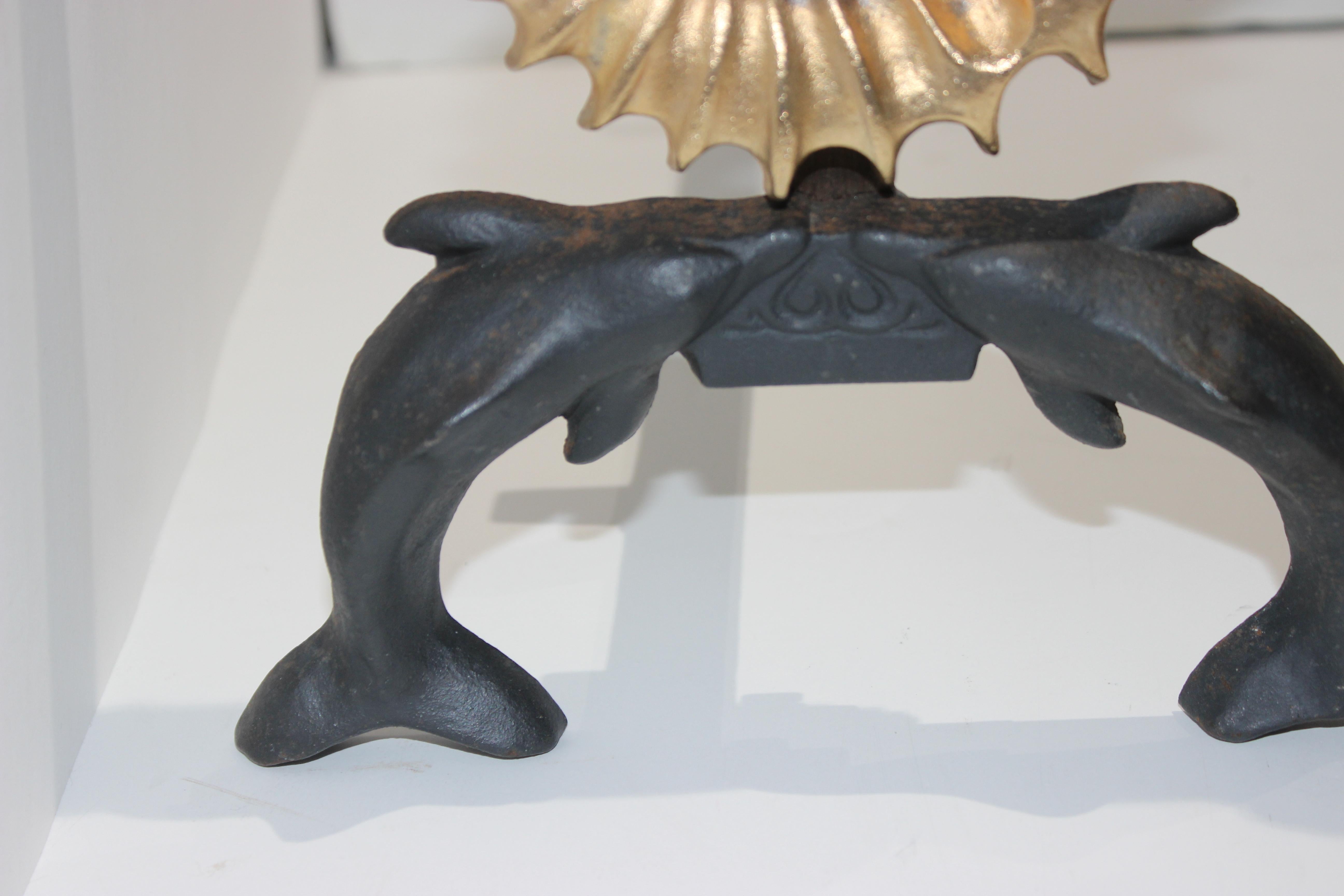 Seahorse and Dolphins Andirons at 1stDibs