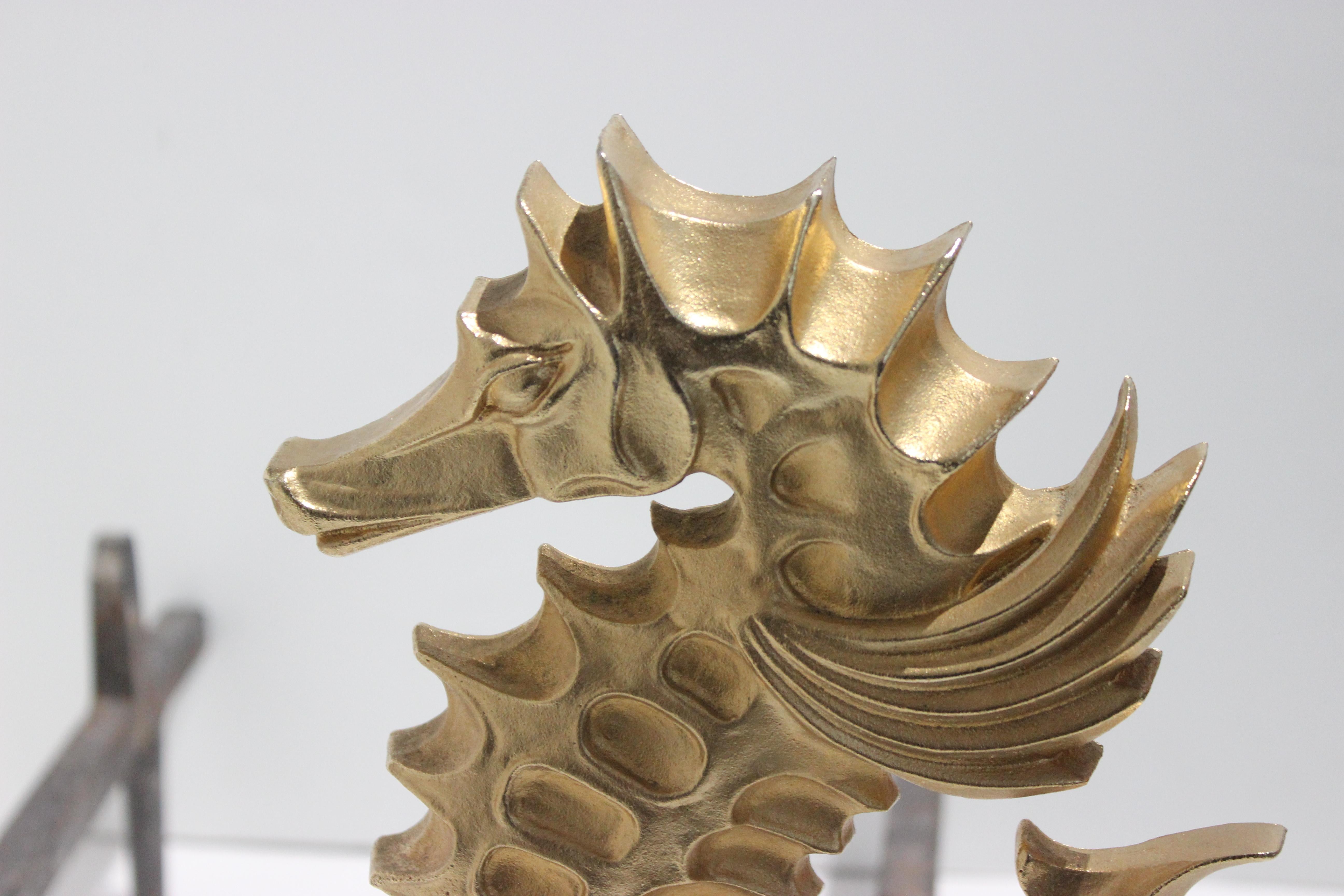 Seahorse and Dolphins Andirons at 1stDibs