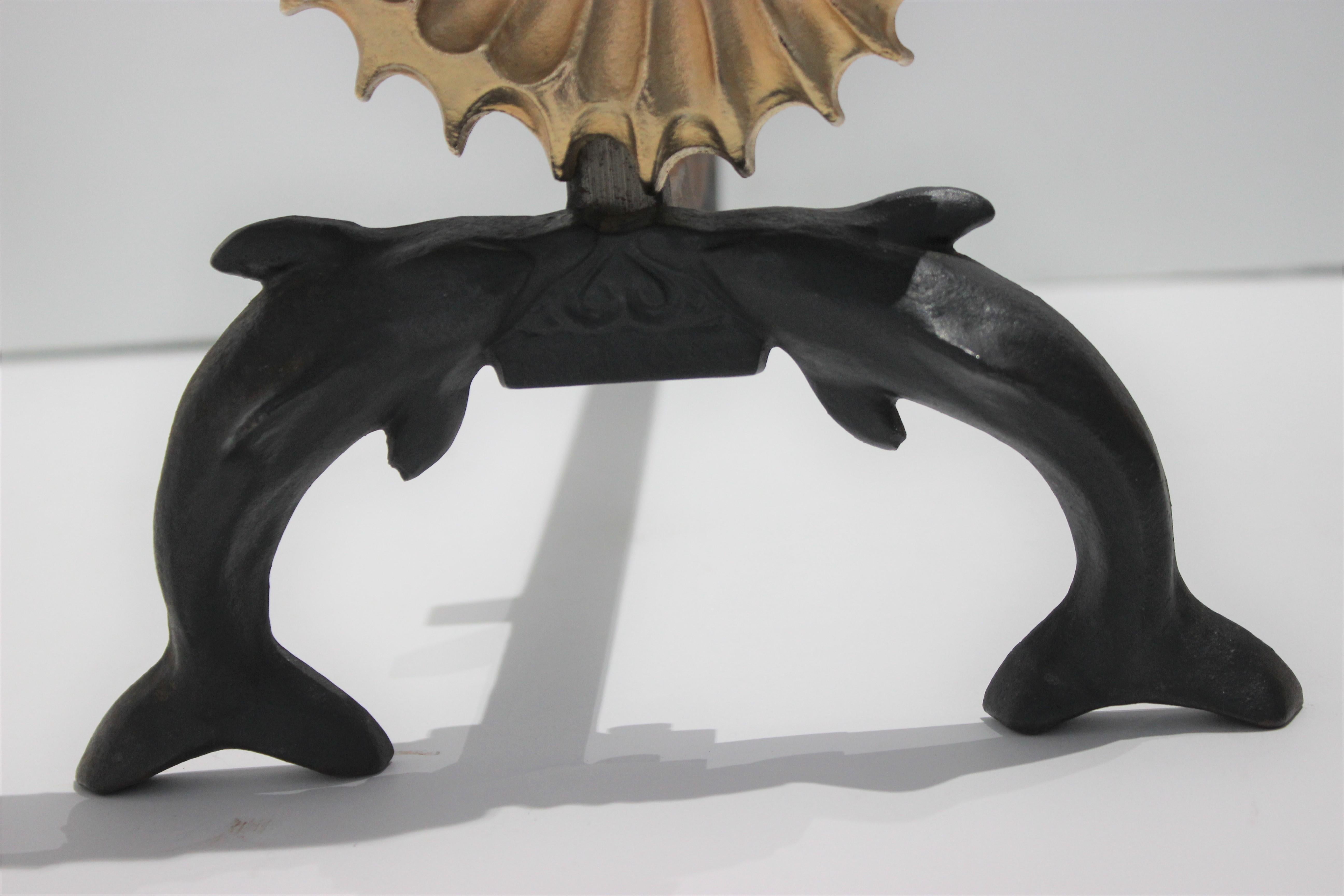 Seahorse and Dolphins Andirons at 1stDibs