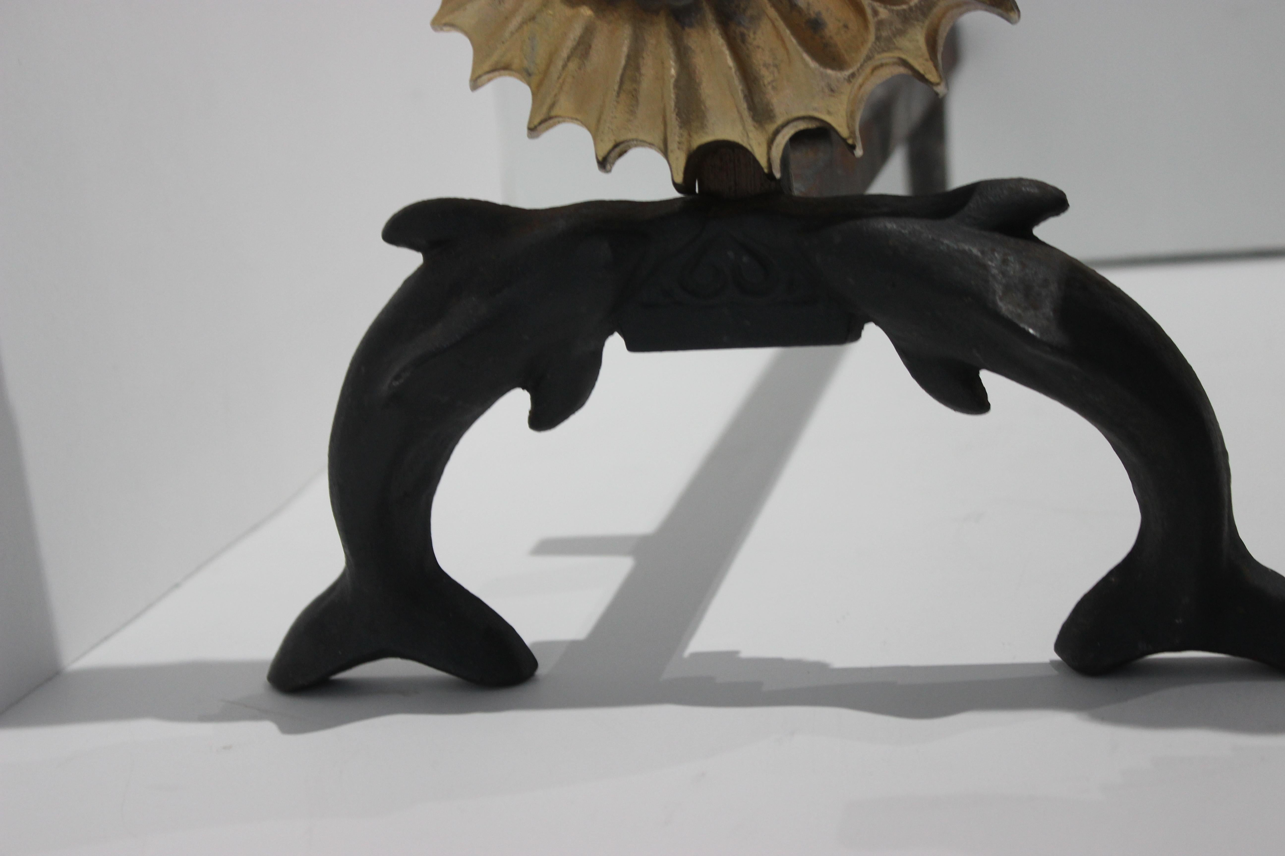 Seahorse and Dolphins Andirons at 1stDibs