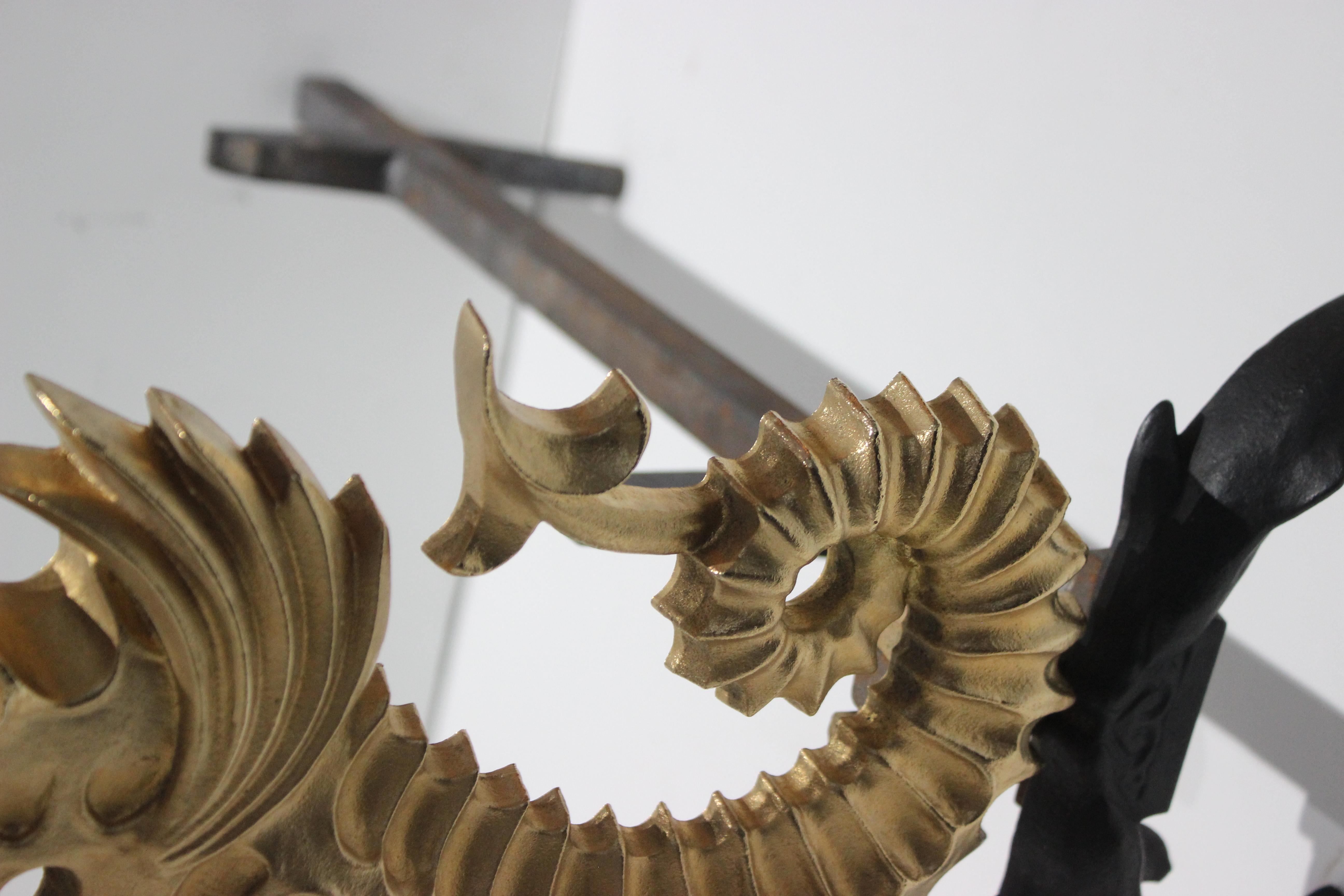 Seahorse and Dolphins Andirons at 1stDibs