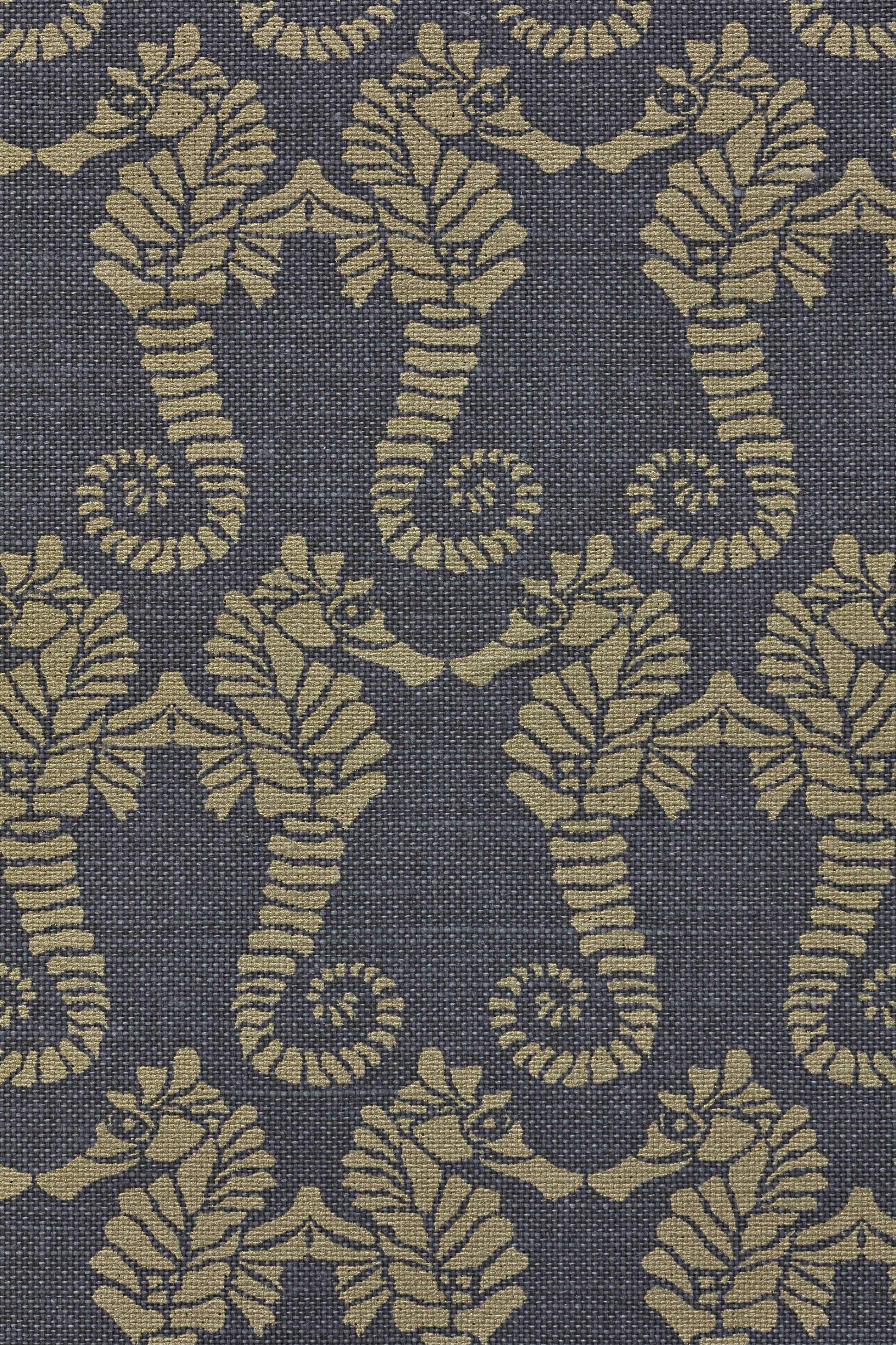 British 'Seahorse' Contemporary, Traditional Fabric in Gold on Charcoal For Sale