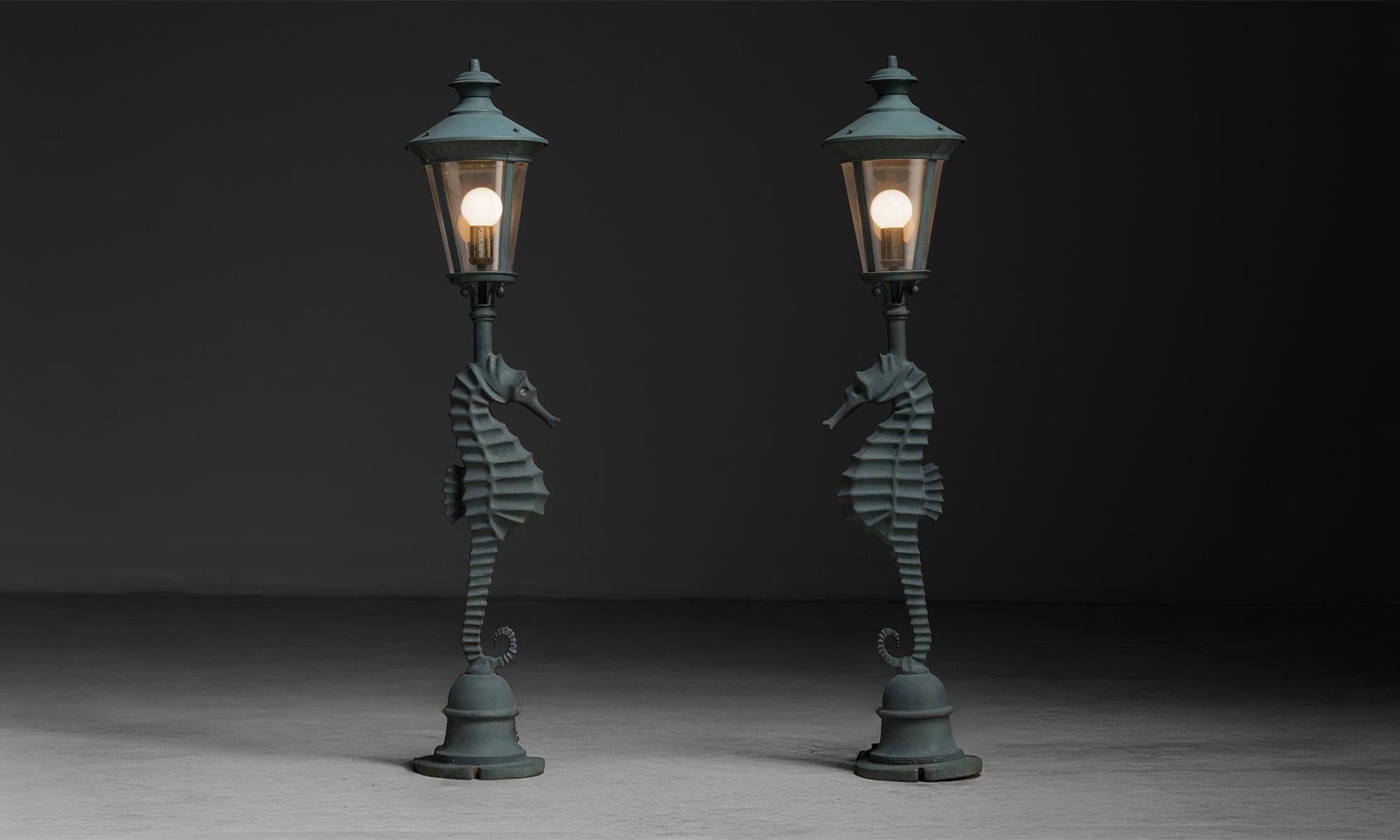 French Seahorse Floor Lamps, France circa 1970