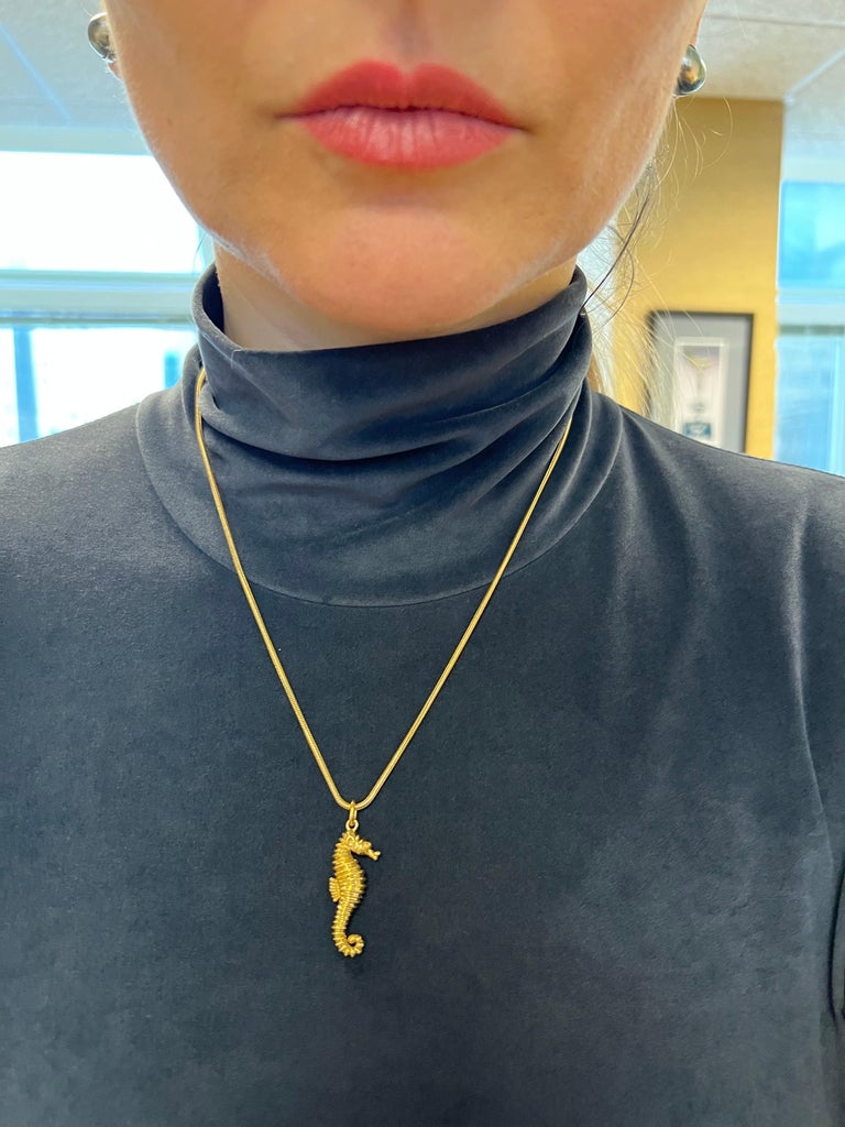 Charm America Solid Gold Seahorse Charm - 10K Two-Tone Gold Small Seahorse Pendant For Necklaces & Bracelets