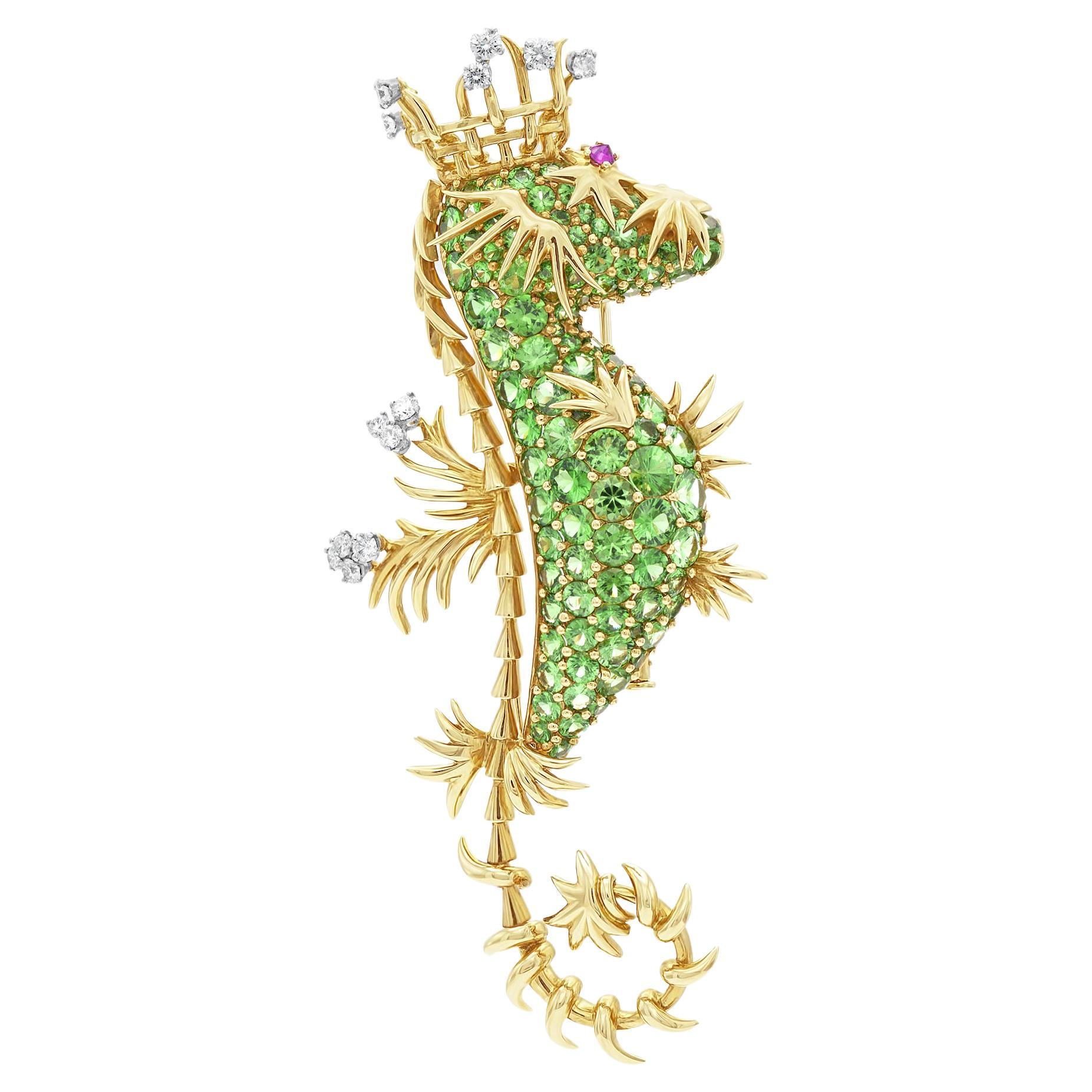 "Seahorse King" Brooch by Schlumberger for Tiffany & Co.