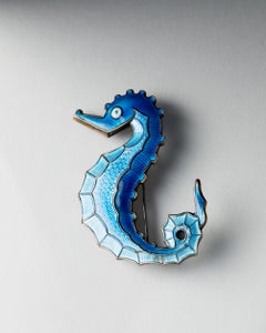 Seahorse Pin Designed by David-Andersen, Norway, 1960s