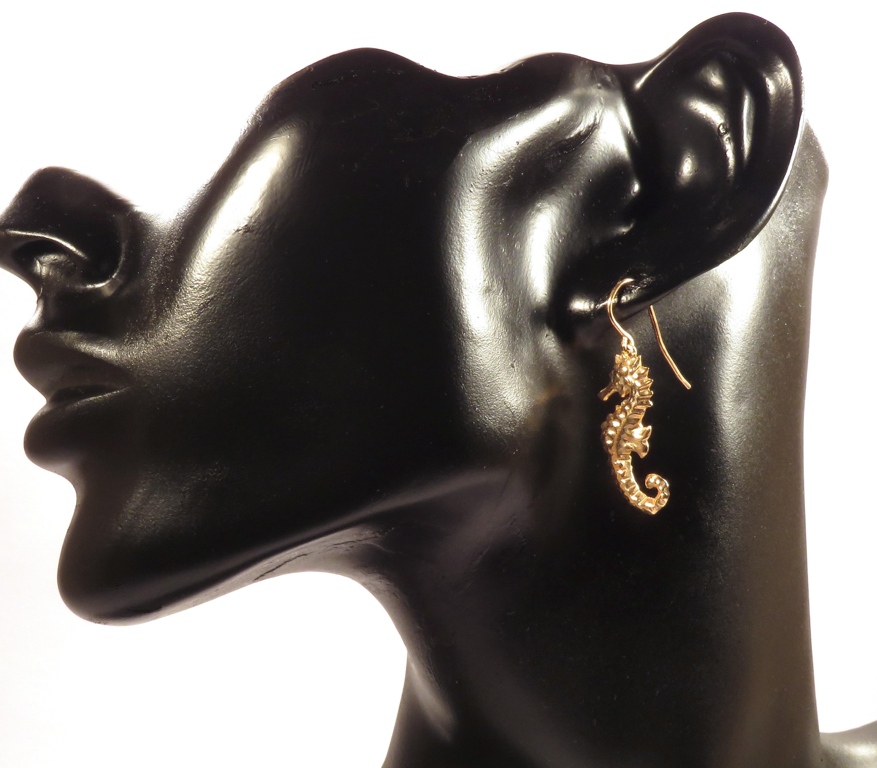 gold seahorse earrings