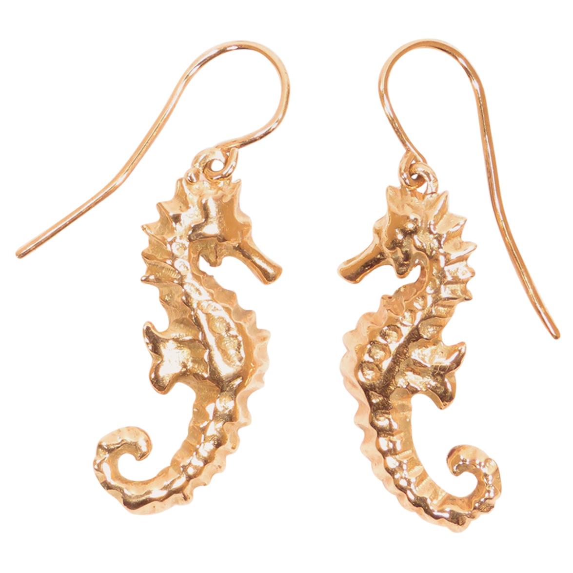 Seahorse Rose Gold Dangle Earrings Handcrafted in Italy by Botta Gioielli